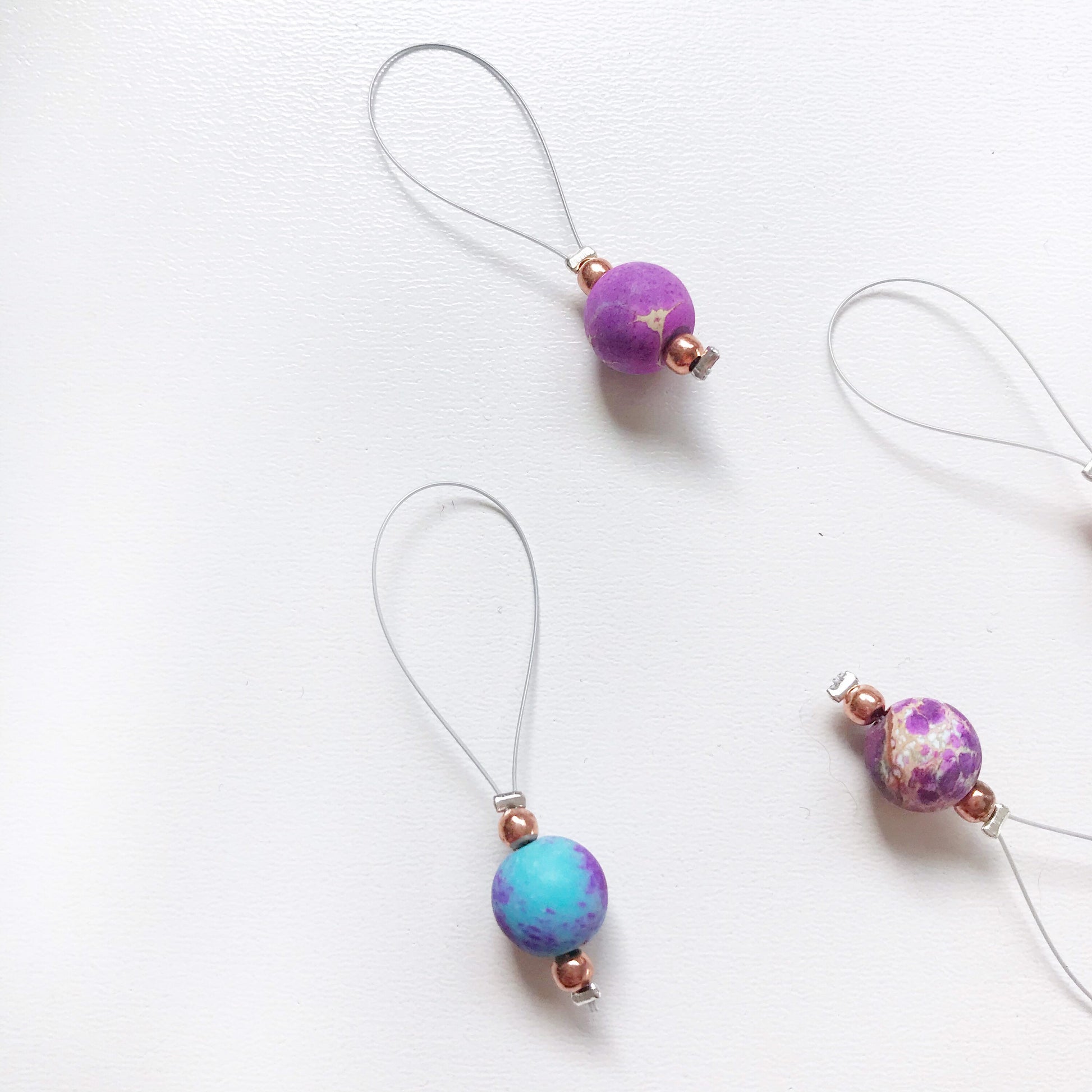 Gemstone Stitch Marker Set: African Sea Sediment Knitting Charms