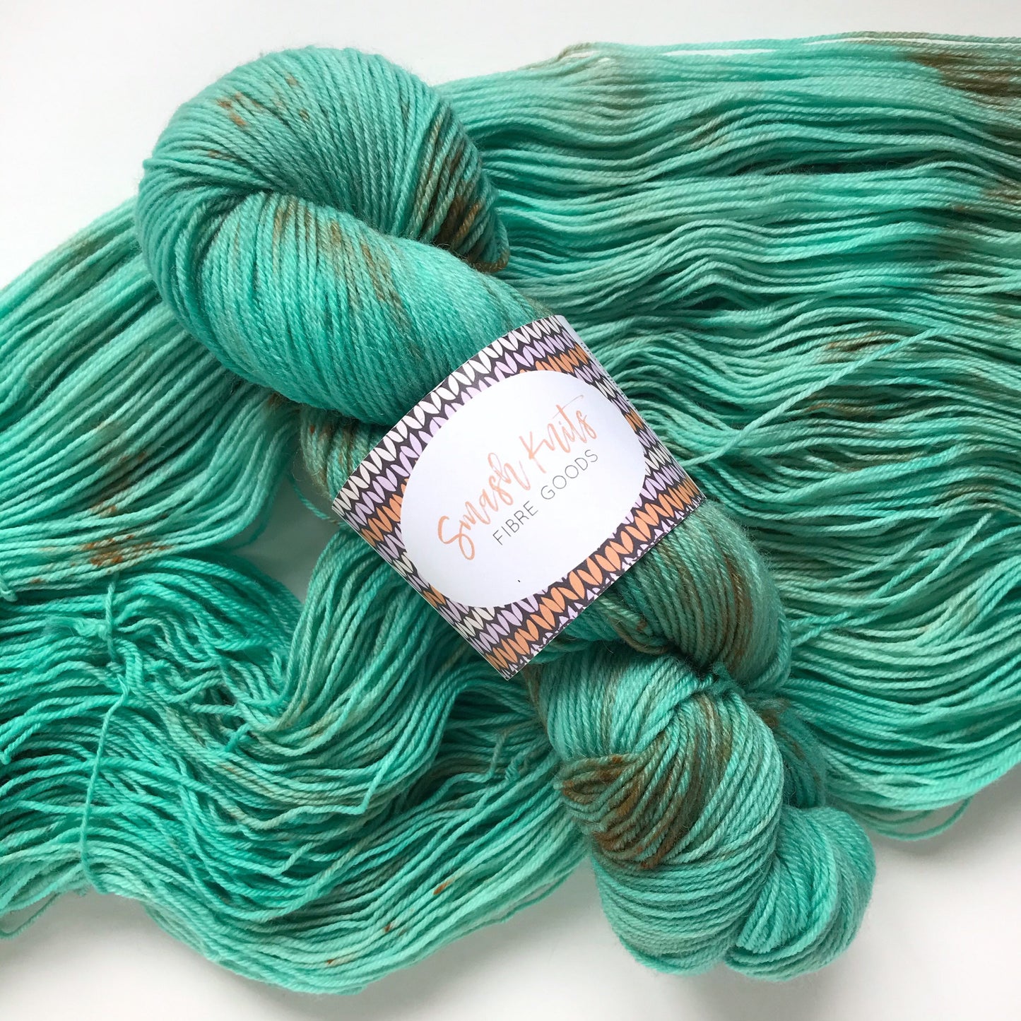 Hand Dyed Yarn “TARNISHED TURQUOISE ” Green Blue Bronze Aqua Speckled Superwash Merino Fingering Weight
