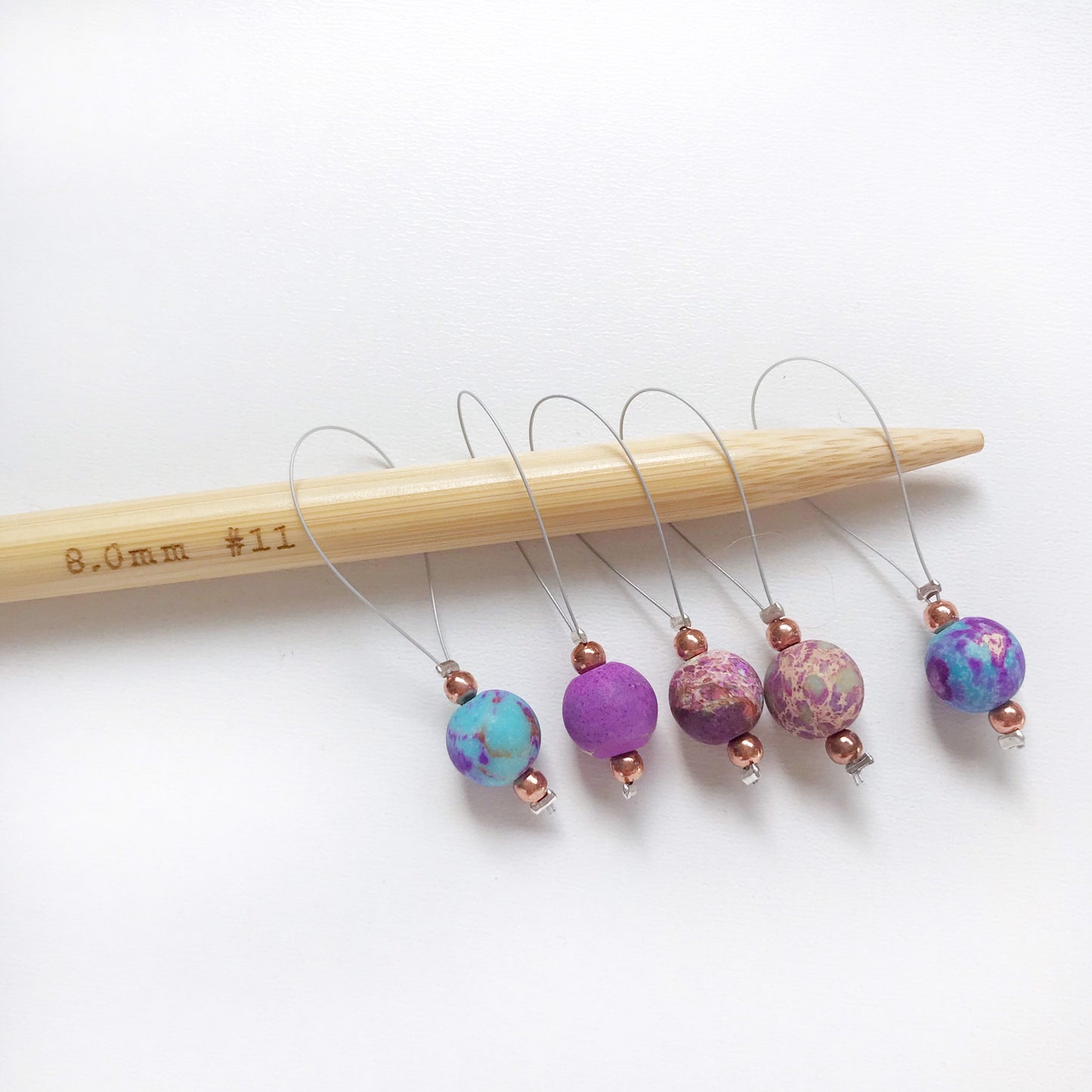 Gemstone Stitch Marker Set: African Sea Sediment Knitting Charms