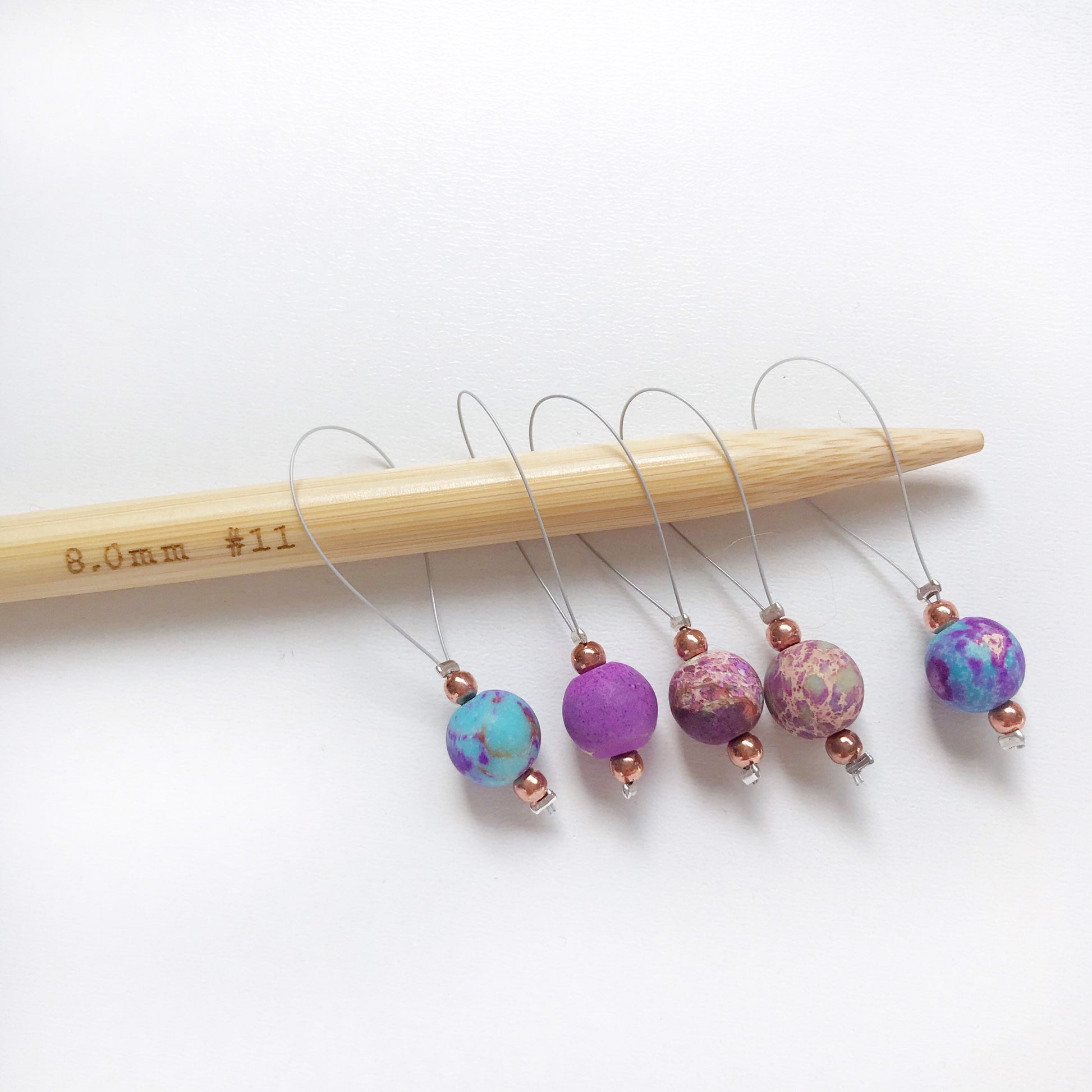 Gemstone Stitch Marker Set: African Sea Sediment Knitting Charms