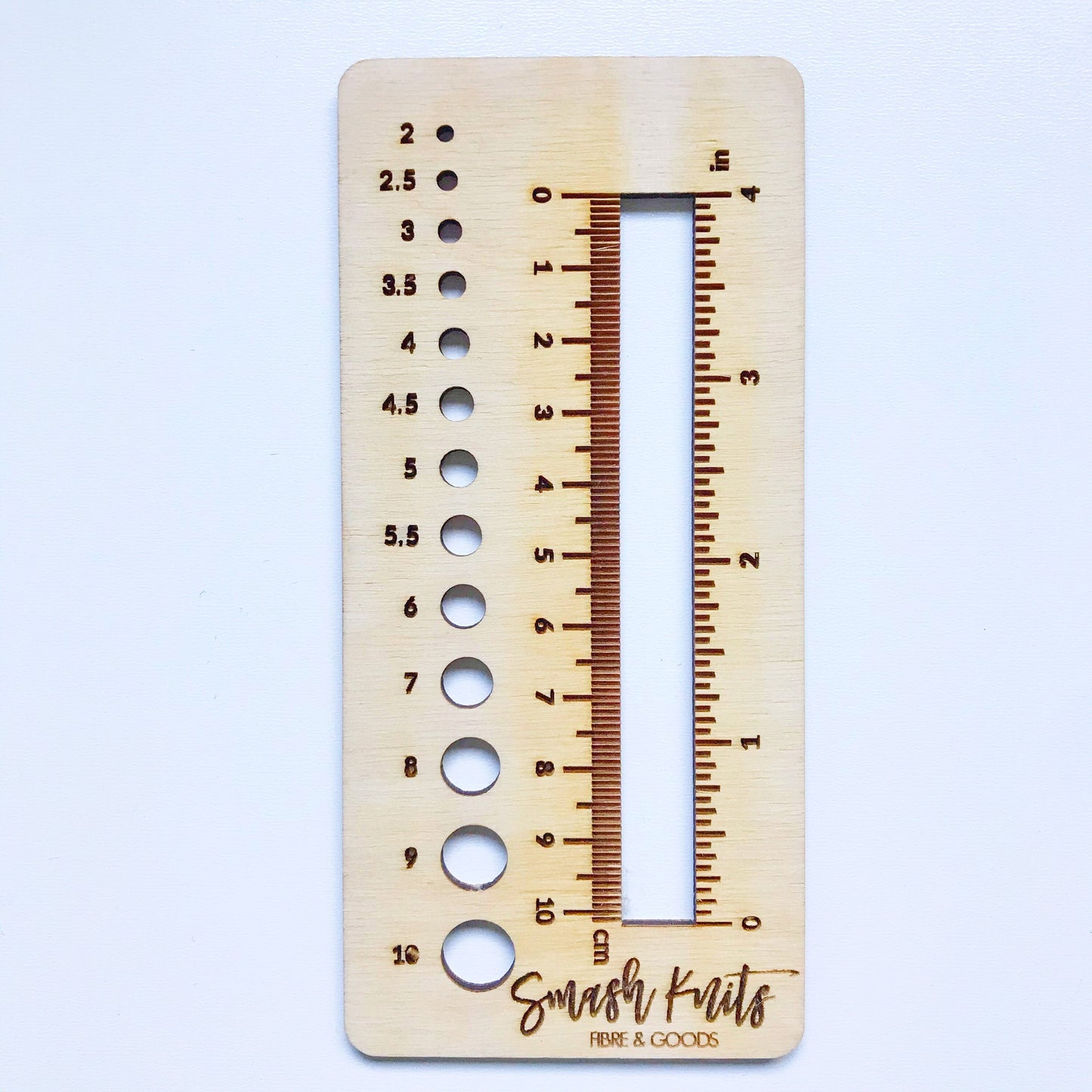 Reference Tool for Knitting and Crochet - Wooden Gauge Ruler Swatch and Needle Sizer