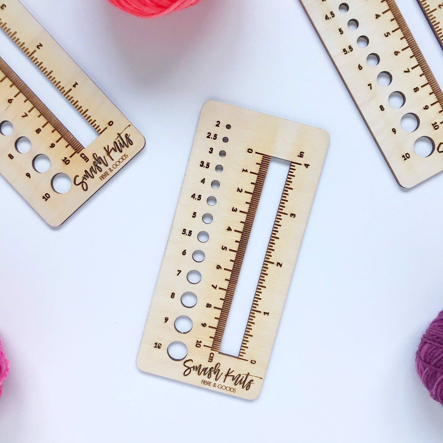 Reference Tool for Knitting and Crochet - Wooden Gauge Ruler Swatch and Needle Sizer
