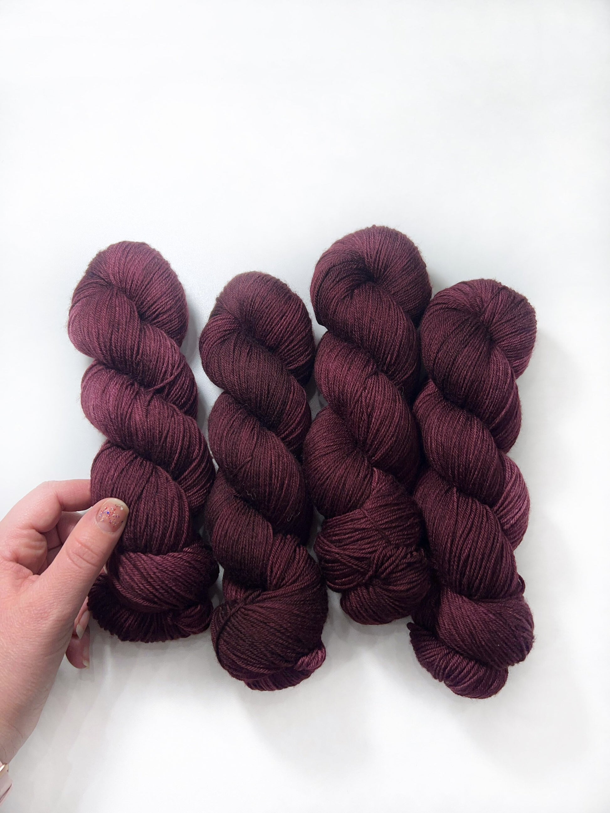 Hand Dyed SW Merino Yarn, Red Burgundy Black, "MARAUDER"