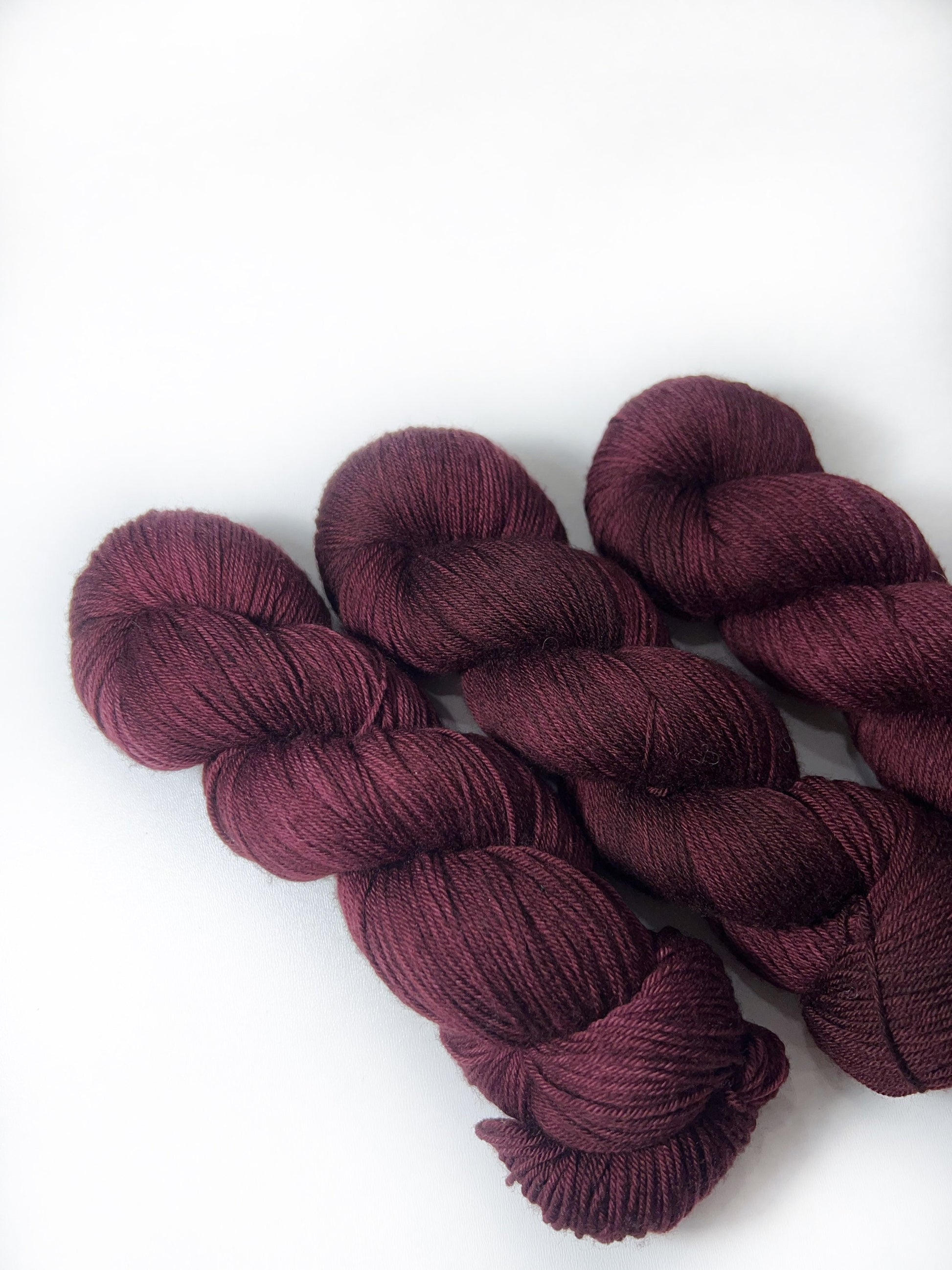 Hand Dyed SW Merino Yarn, Red Burgundy Black, "MARAUDER"