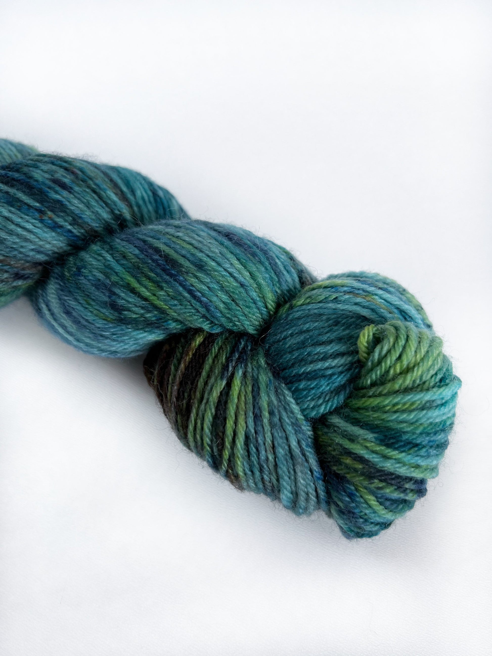 Handdyed DK Superwash Merino Yarn: Teal, Blue, Green, Grey - 100g