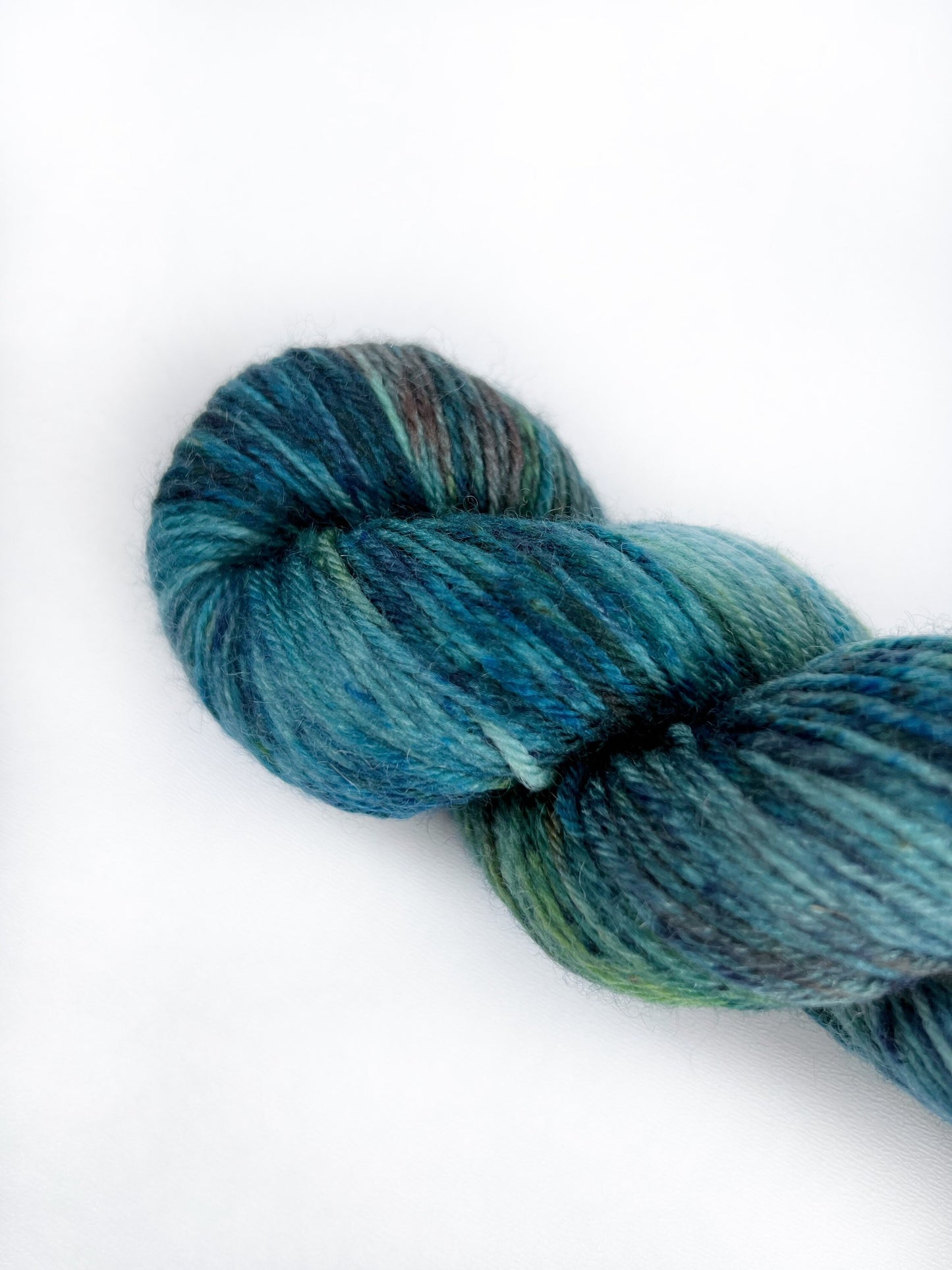 Handdyed DK Superwash Merino Yarn: Teal, Blue, Green, Grey - 100g