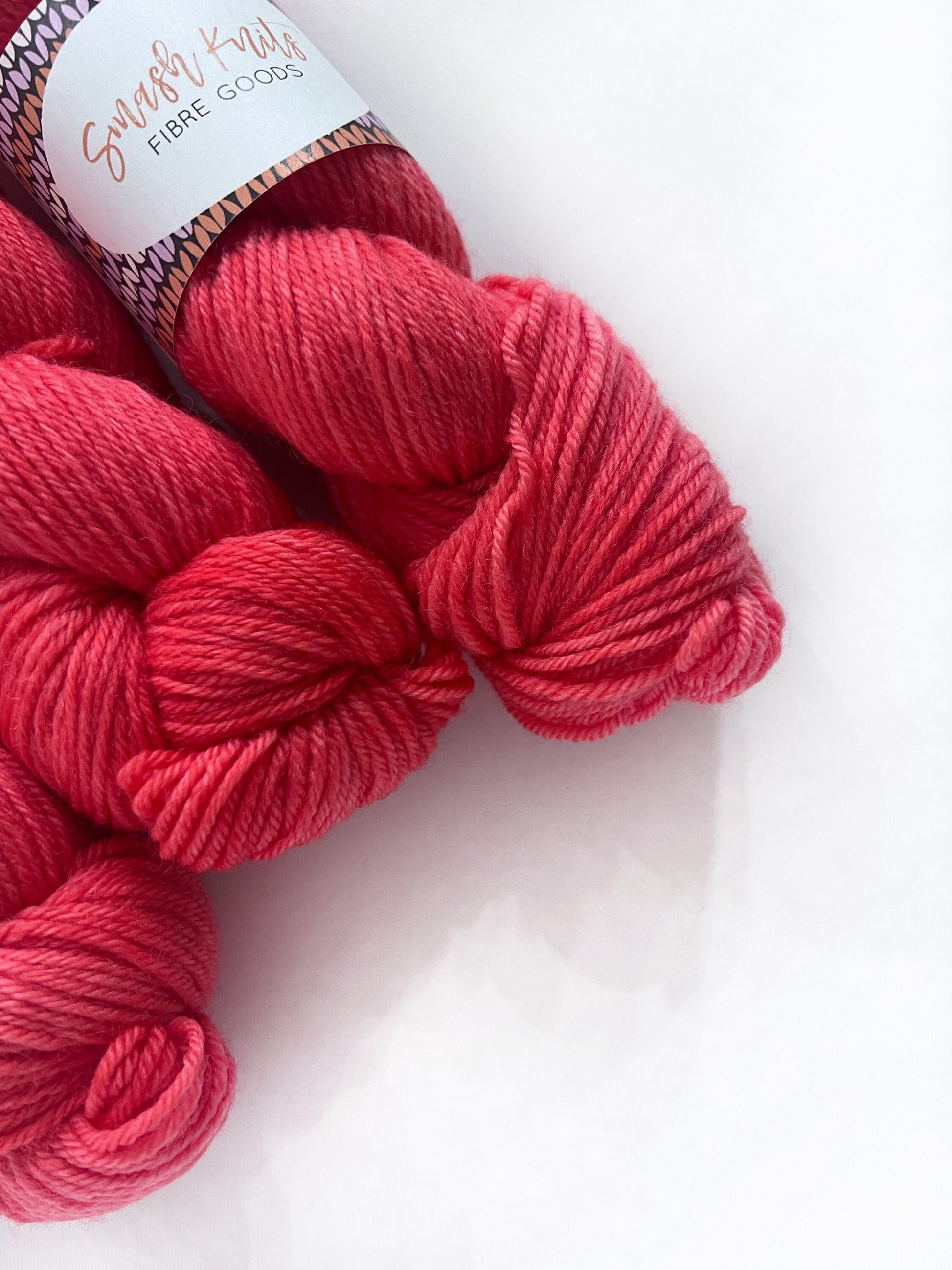 Hand Dyed DK Superwash Merino Wool Yarn: Hot Pink Red Orange "ROE"