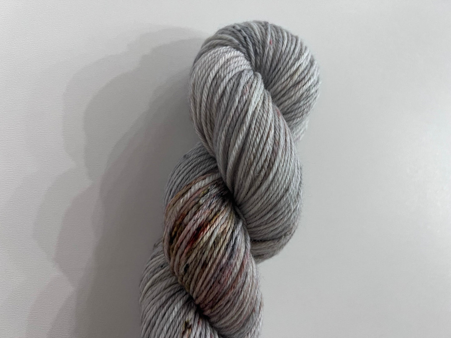 Hand-Dyed DK Yarn: Silver Grey Speckled Superwash Merino Wool