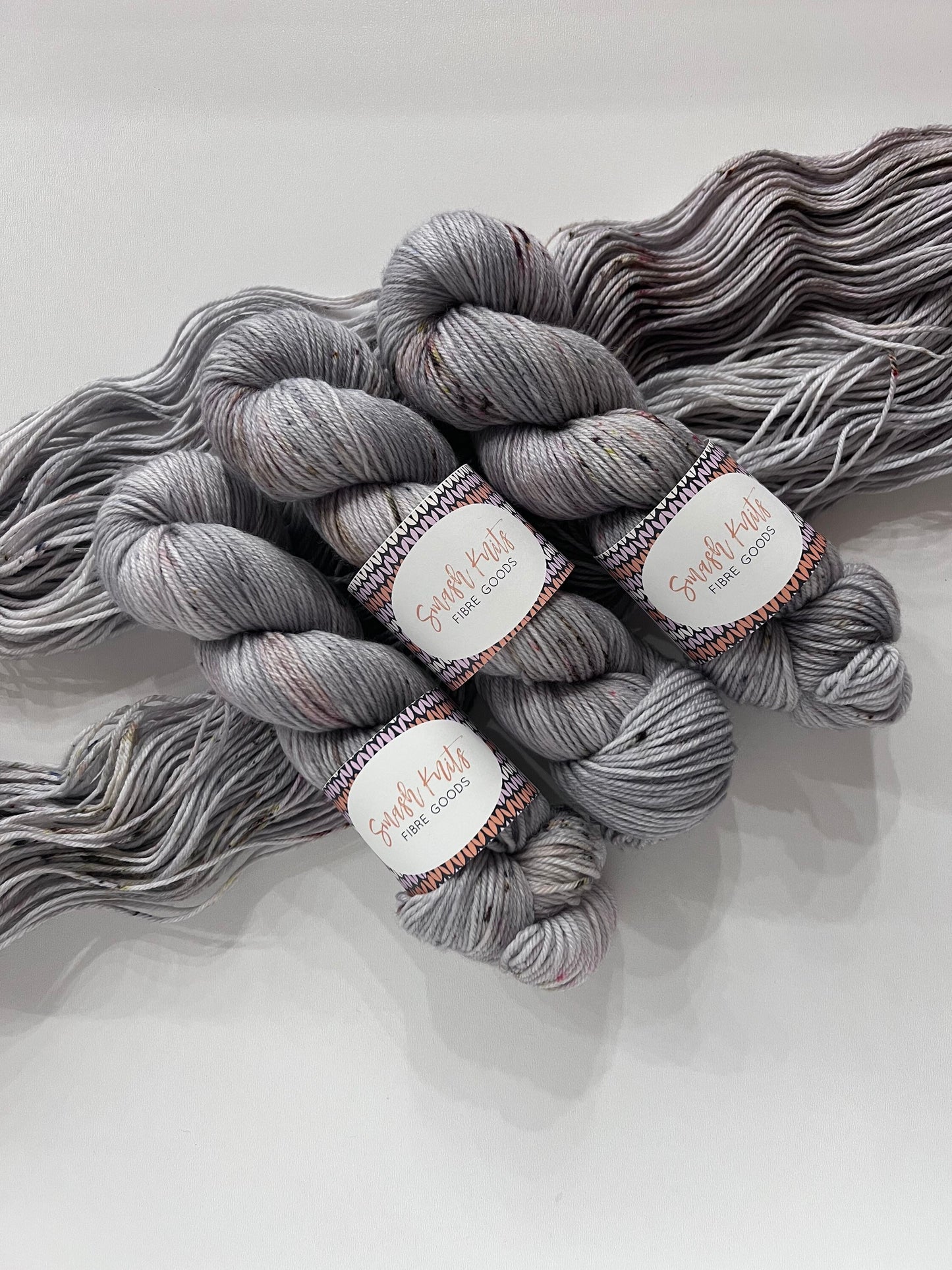 Hand-Dyed DK Yarn: Silver Grey Speckled Superwash Merino Wool