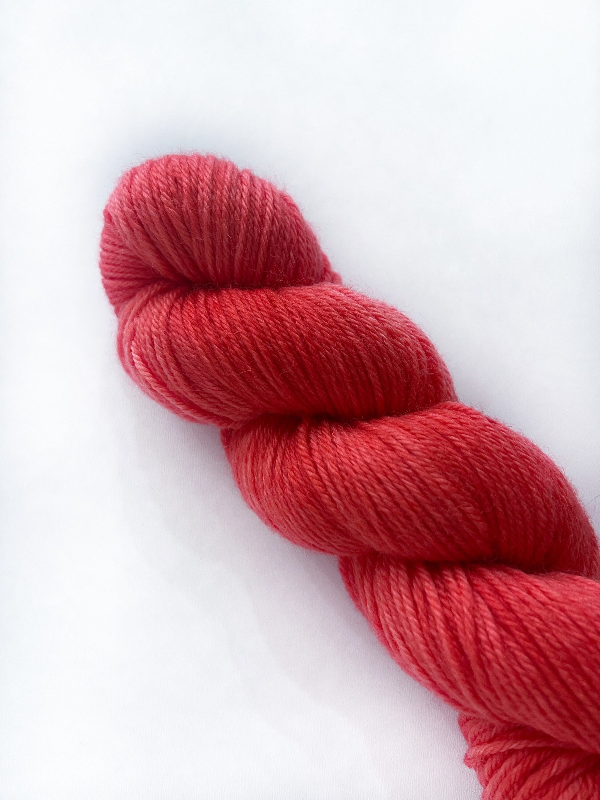 Hand Dyed DK Superwash Merino Wool Yarn: Hot Pink Red Orange "ROE"