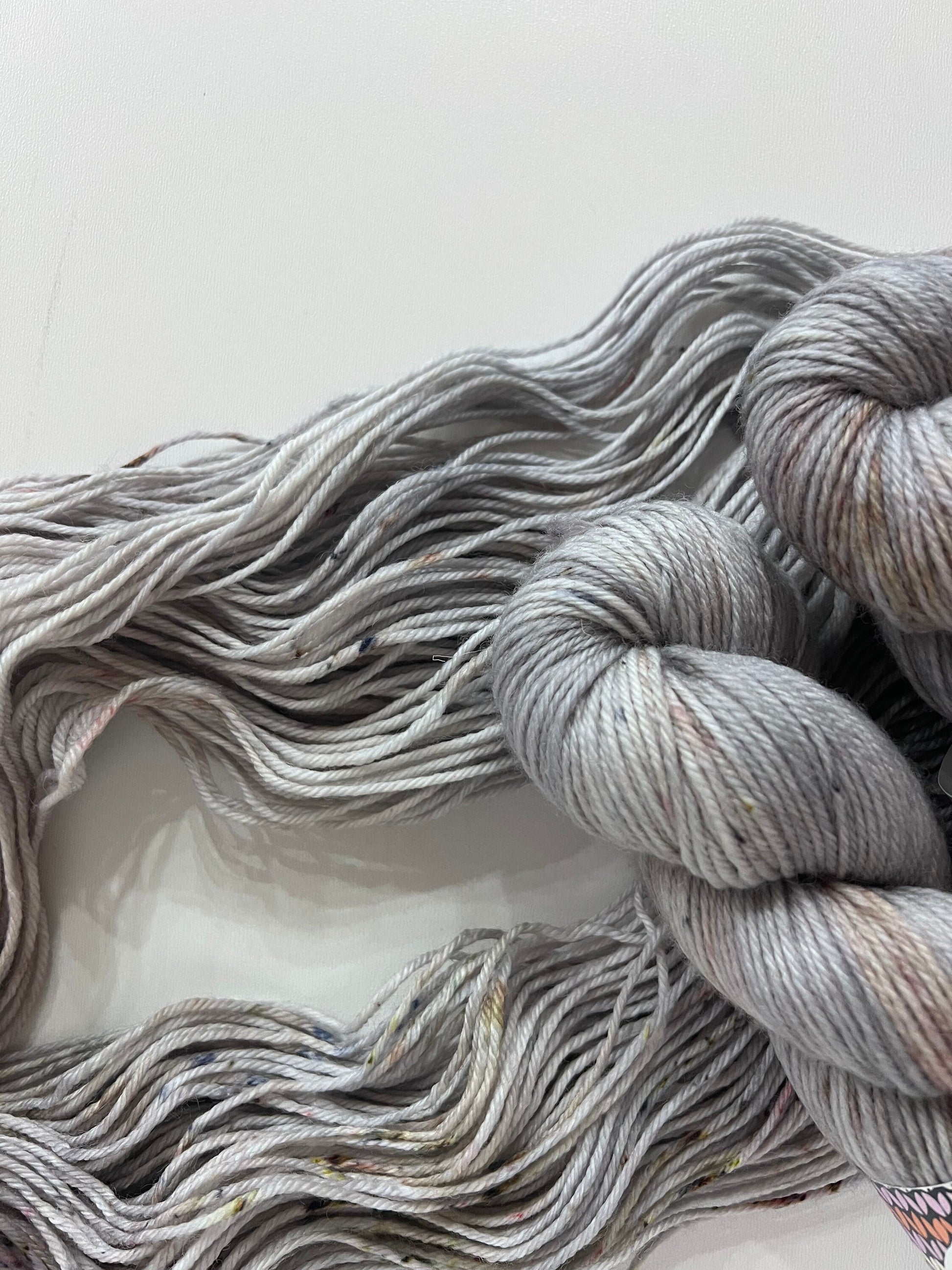 Hand-Dyed DK Yarn: Silver Grey Speckled Superwash Merino Wool