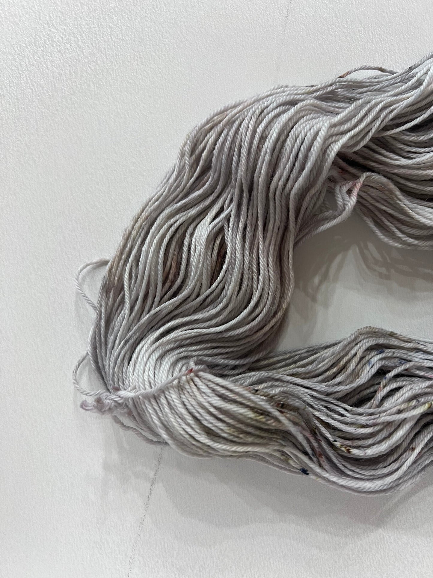 Hand-Dyed DK Yarn: Silver Grey Speckled Superwash Merino Wool