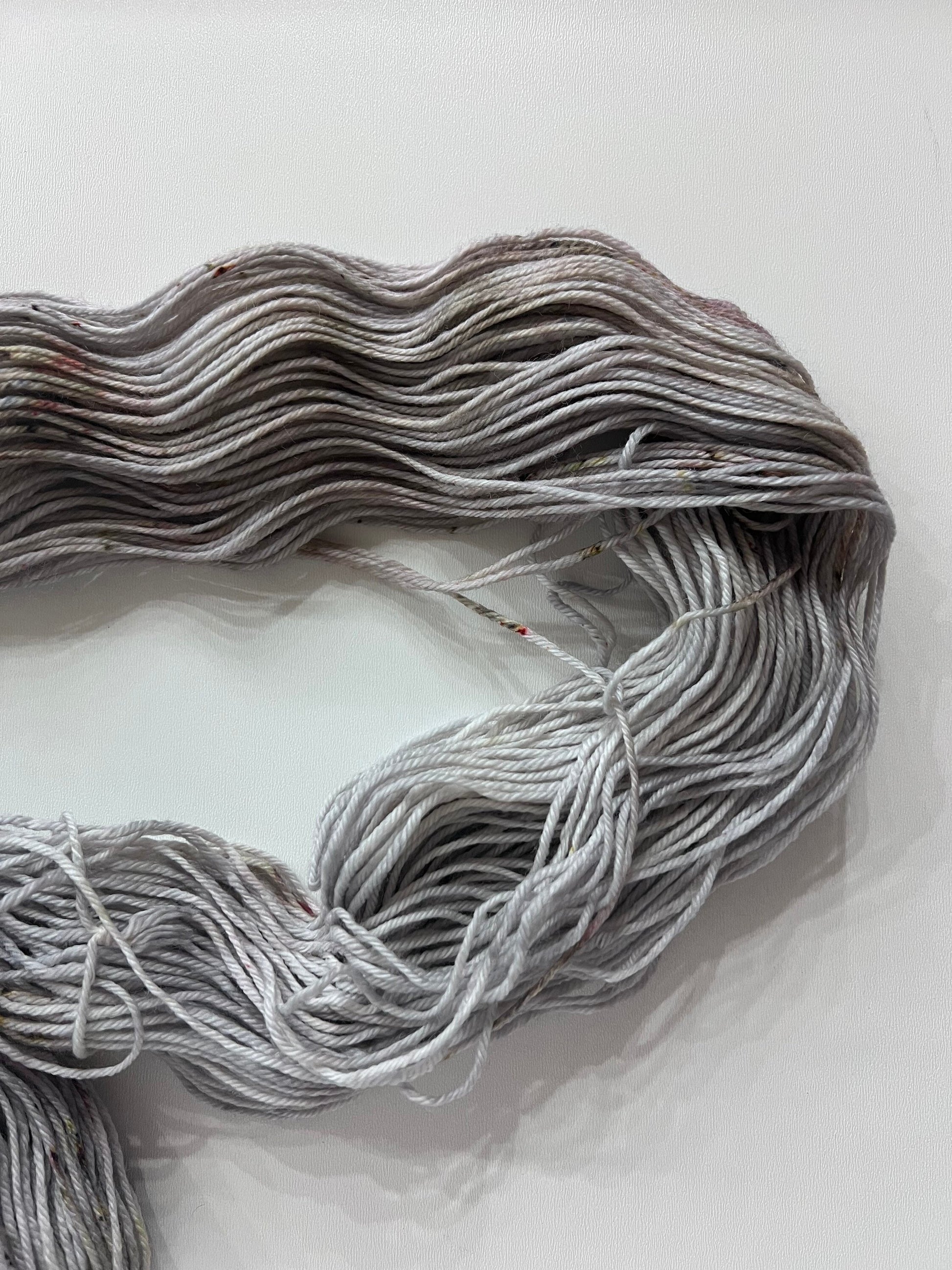 Hand-Dyed DK Yarn: Silver Grey Speckled Superwash Merino Wool