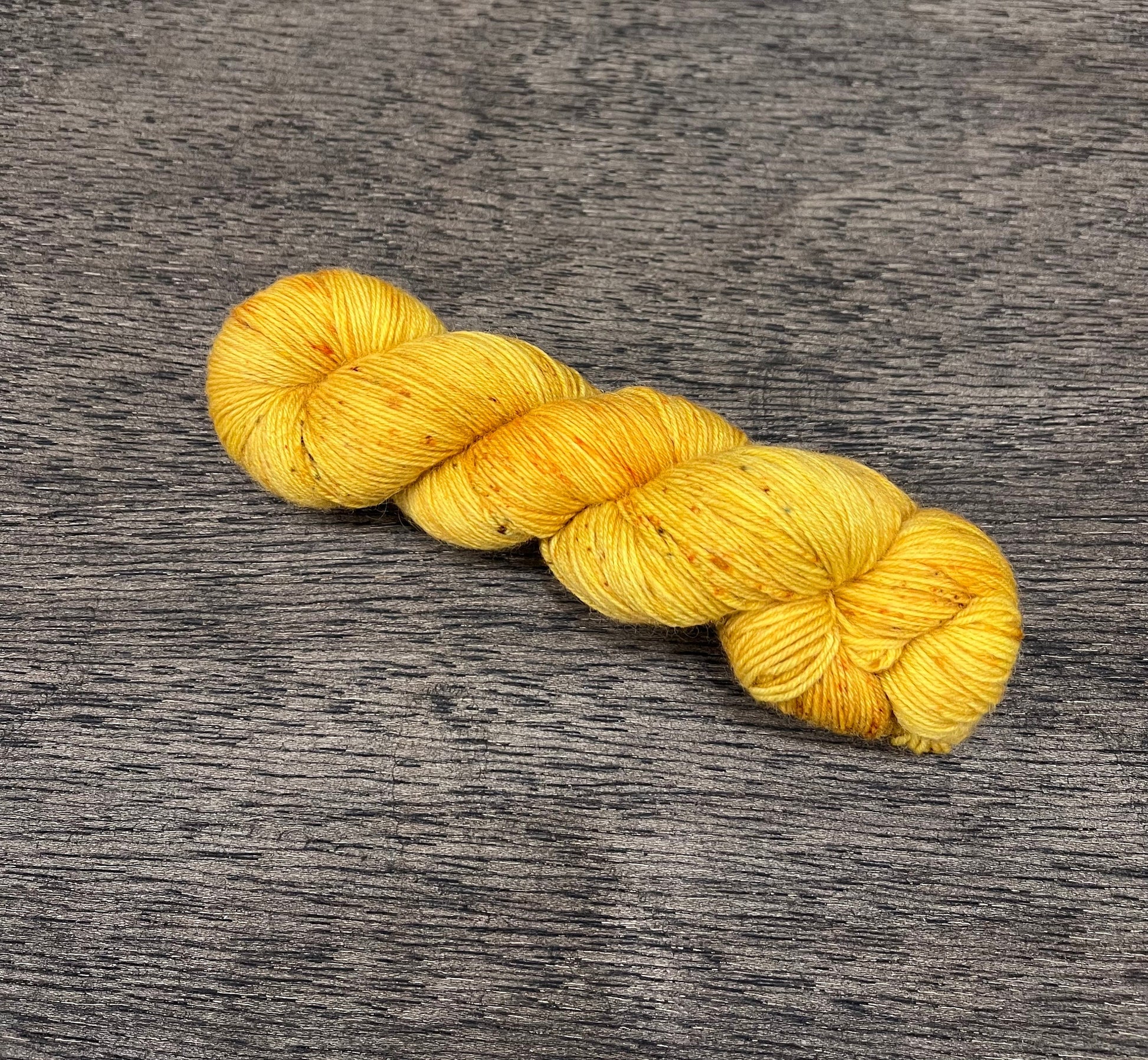 Hand Dyed Merino Sock Yarn, "Sunflower" Yellow Tonal, 437 Yards
