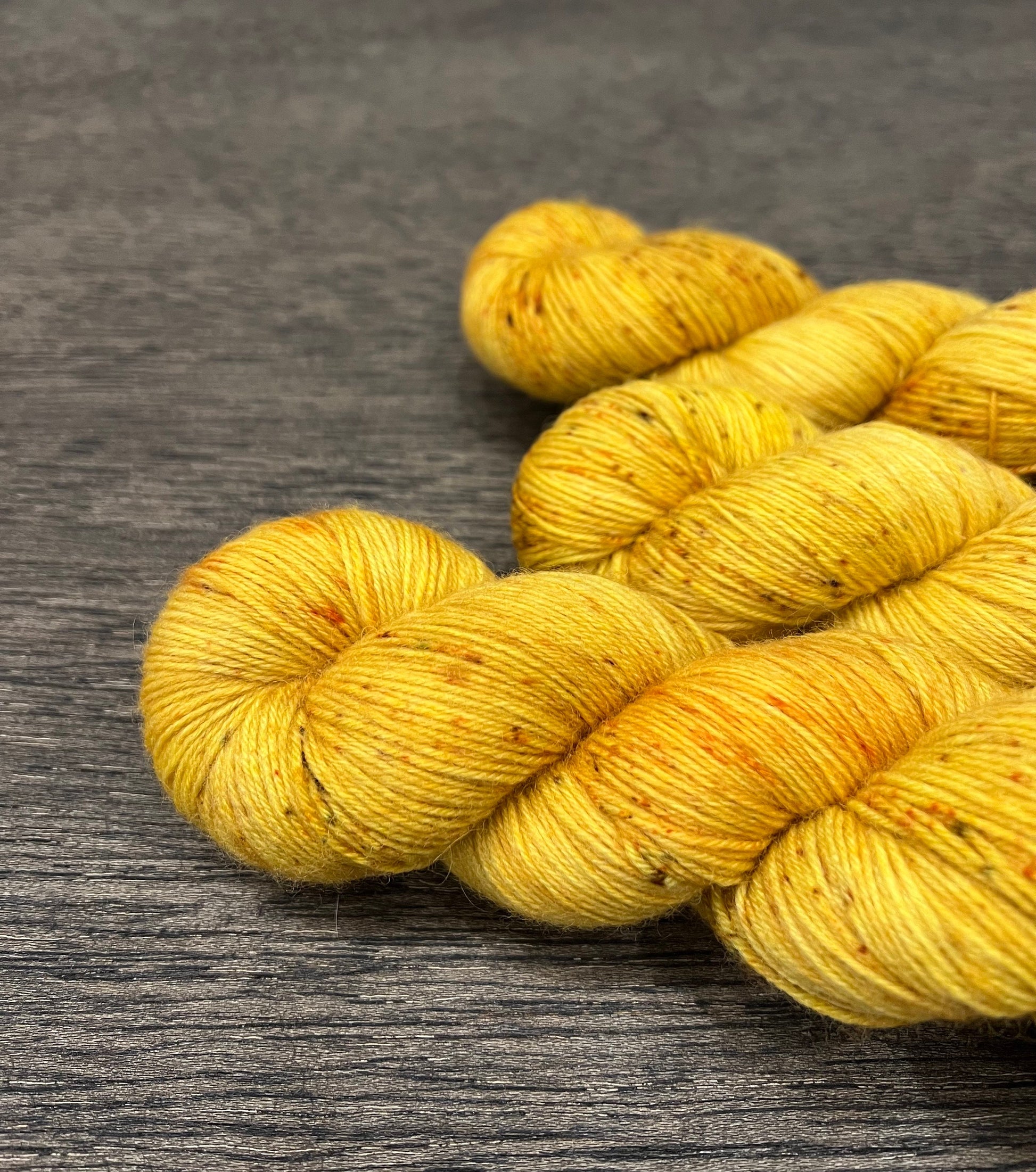 Hand Dyed Merino Sock Yarn, "Sunflower" Yellow Tonal, 437 Yards