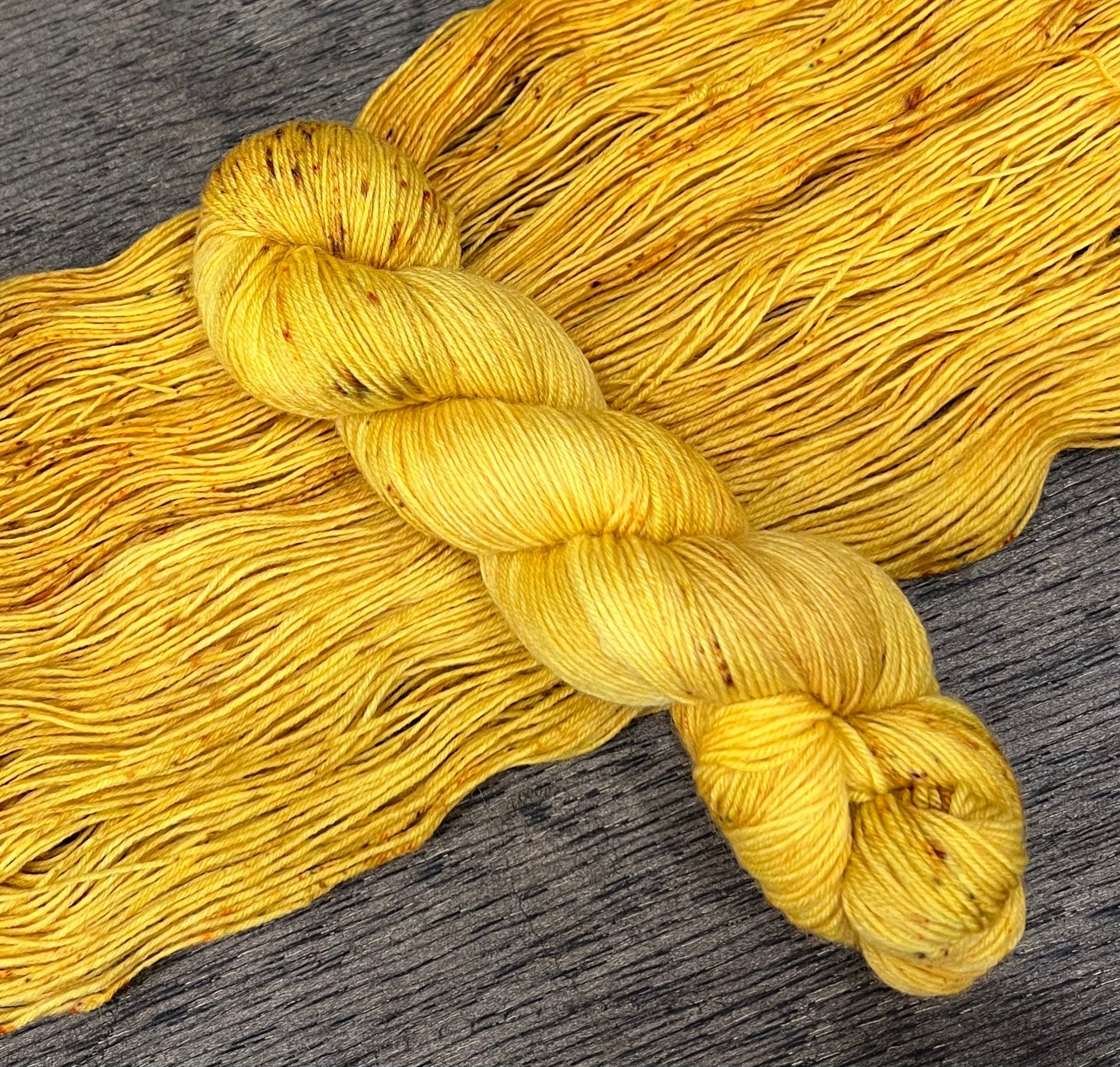 Hand Dyed Merino Sock Yarn, "Sunflower" Yellow Tonal, 437 Yards