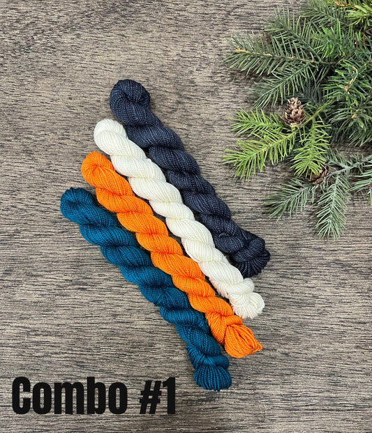 Mystery Knit A Long Mini Skein Set for Gnomes, Hand Dyed Mini Skein Yarn Kit SW Merino Fingering Weight Gift for Knitters