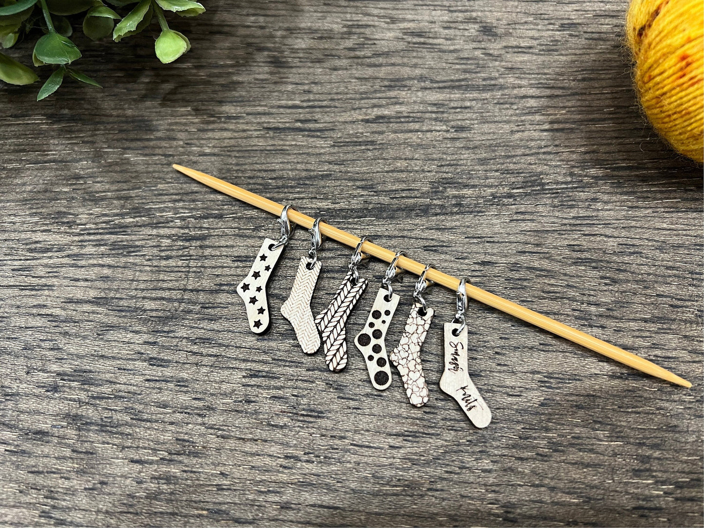 Wooden Stitch Marker Set Mini Socks Knitting and Crochet Tools