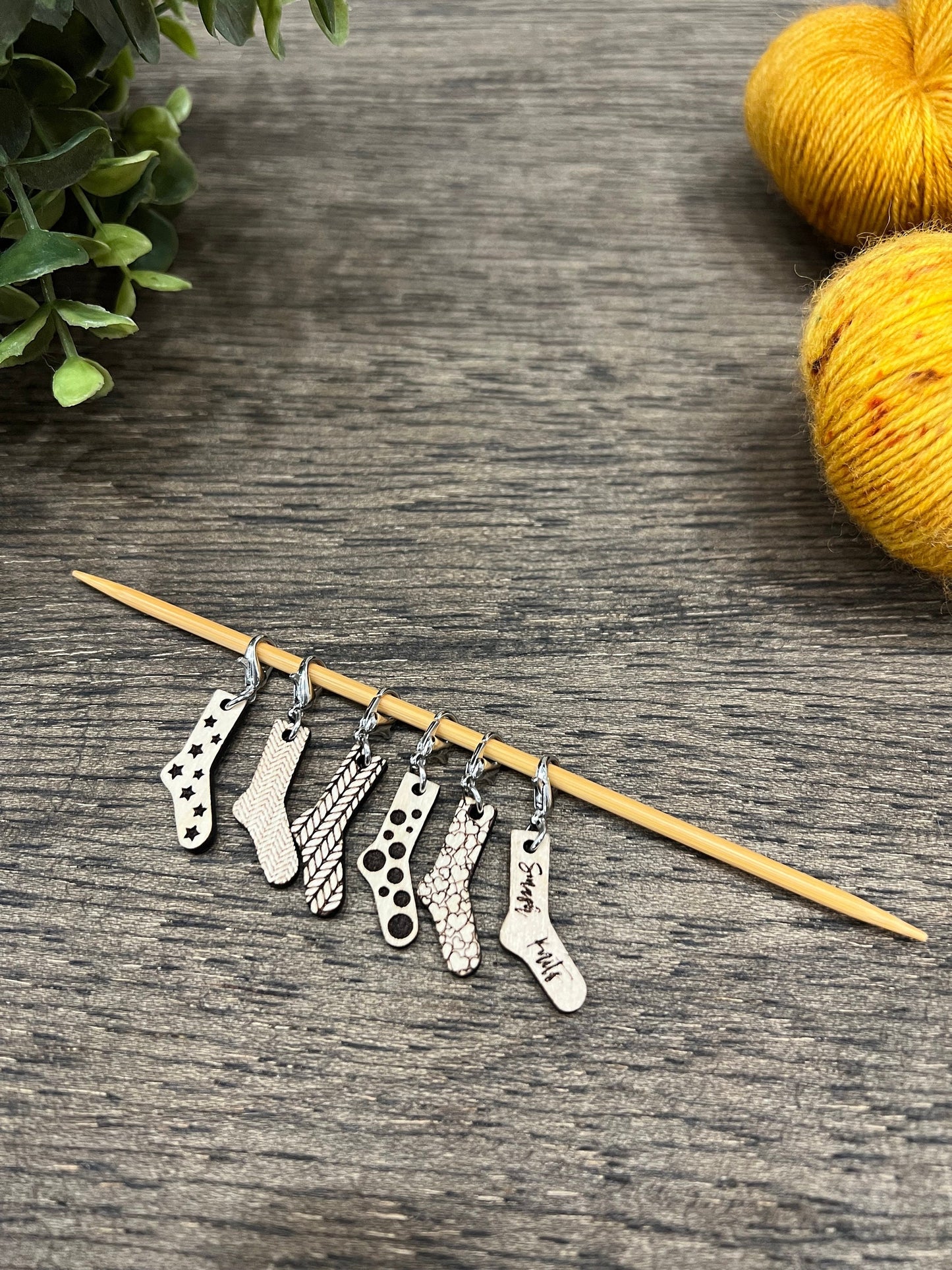 Wooden Stitch Marker Set Mini Socks Knitting and Crochet Tools