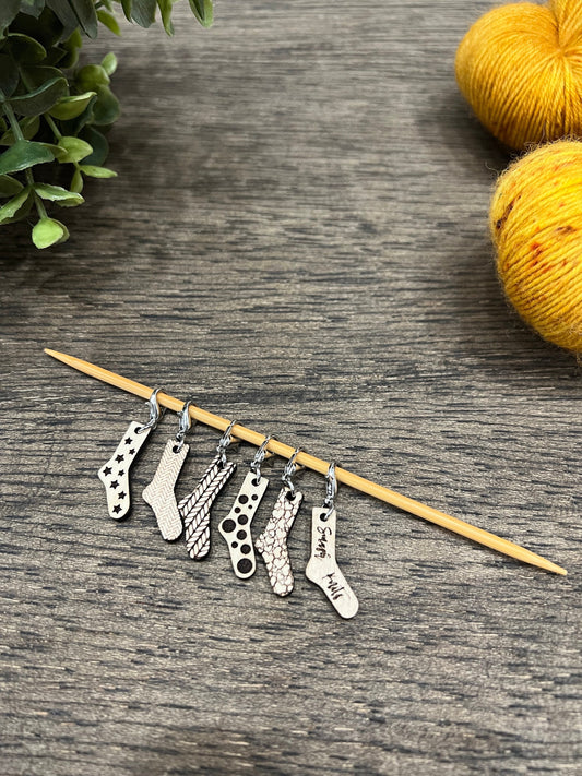 Wooden Stitch Marker Set Mini Socks Knitting and Crochet Tools
