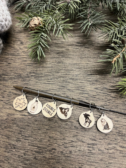 Canadian Stitch Marker Set: Baltic Birch Knitting Crochet Tools