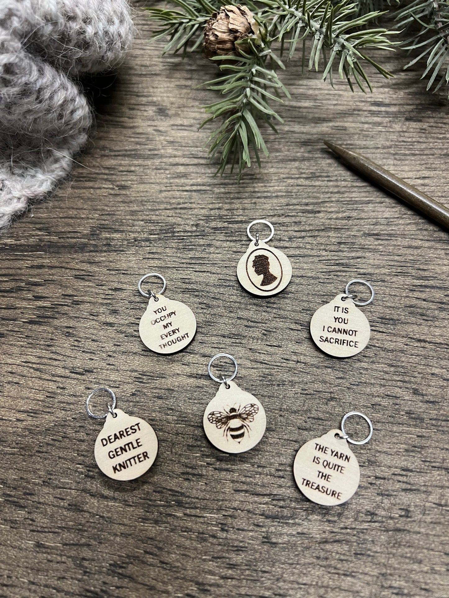 Wooden Knitting and Crochet Stitch Marker Set - HISTORICAL ROMANCE