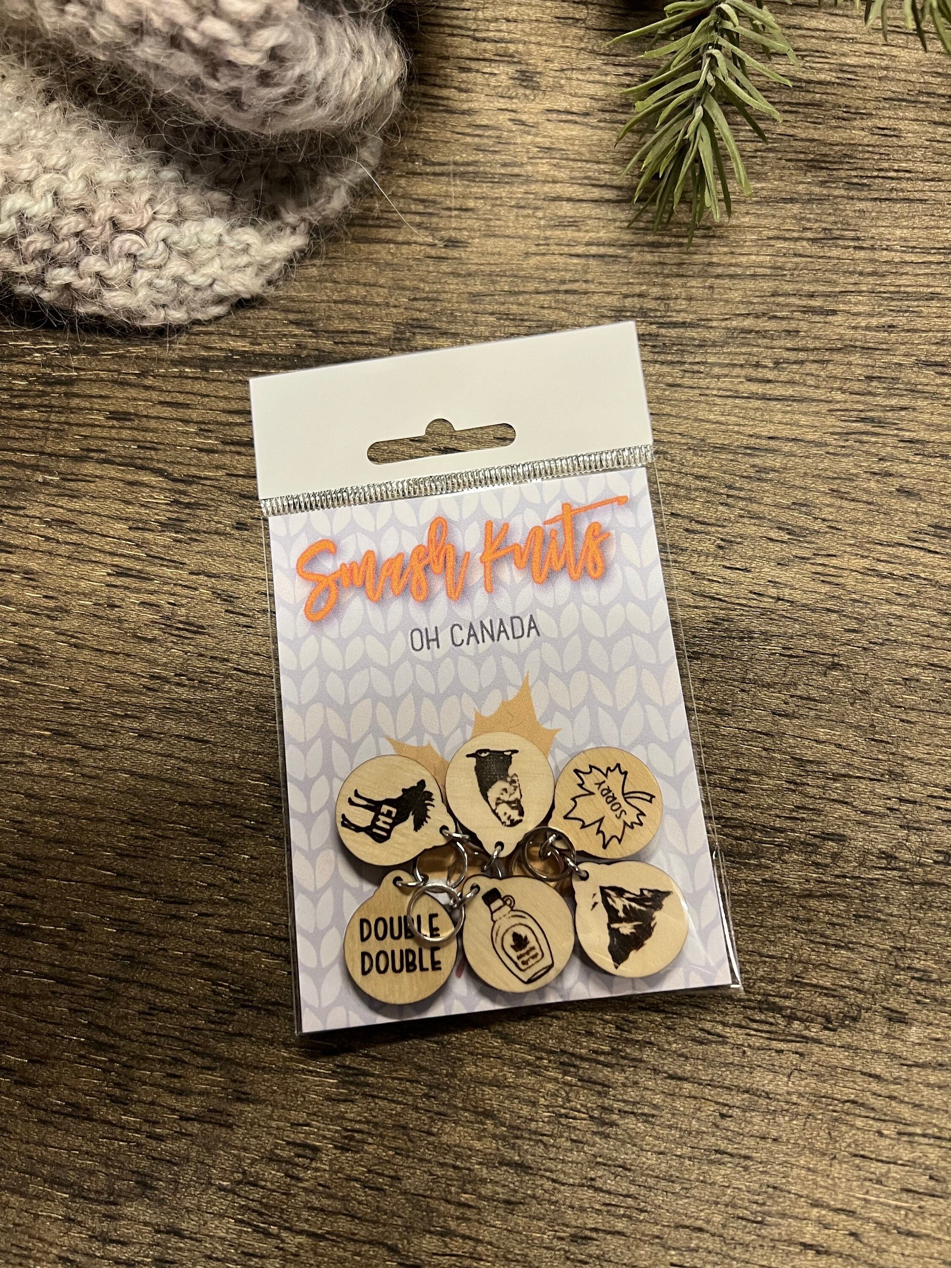 Canadian Stitch Marker Set: Baltic Birch Knitting Crochet Tools