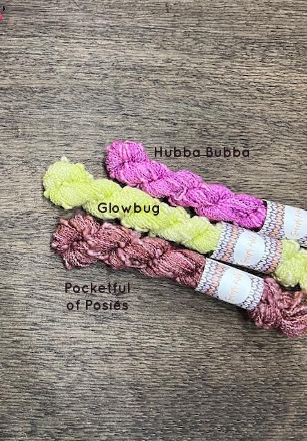 Hand Dyed Yarn Slub Textured Fingering Weight, Mini Skein, SW Merino Wool and Nylon