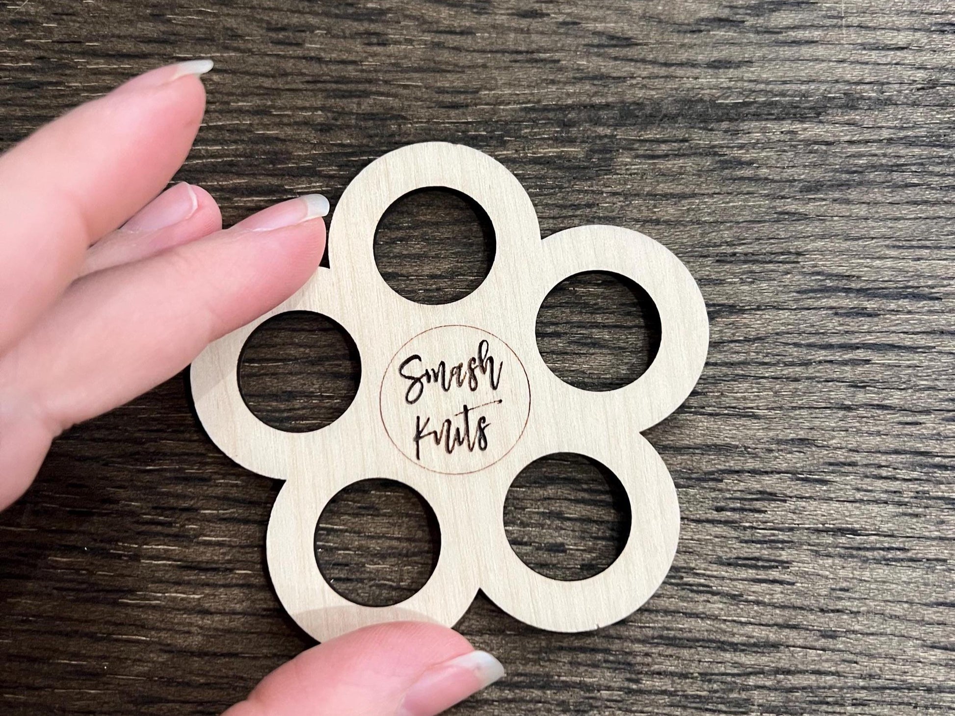 Wooden Embroidery Flower Shaped Floss Holder - Tool for Embroiderers and Stitchers