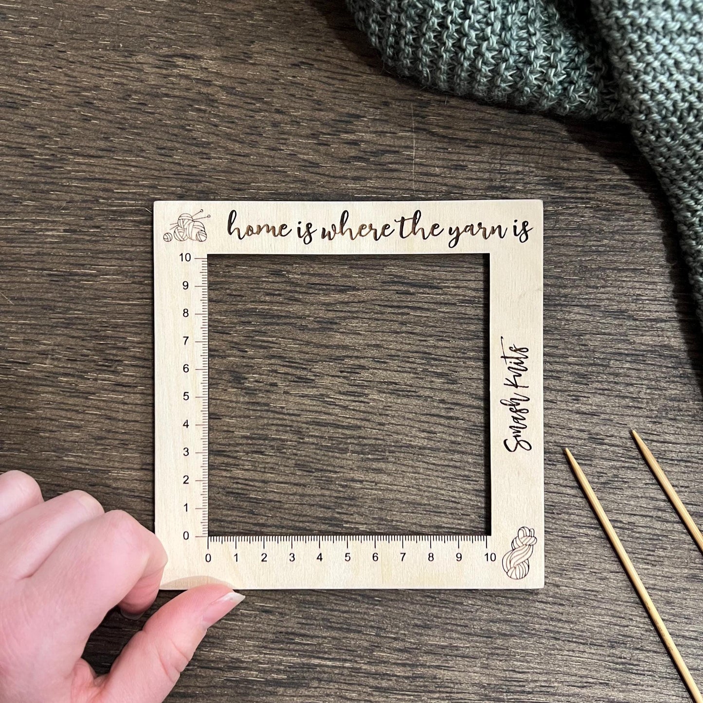 Knitting Gauge Ruler Baltic Birch Knitting and Crochet Tool