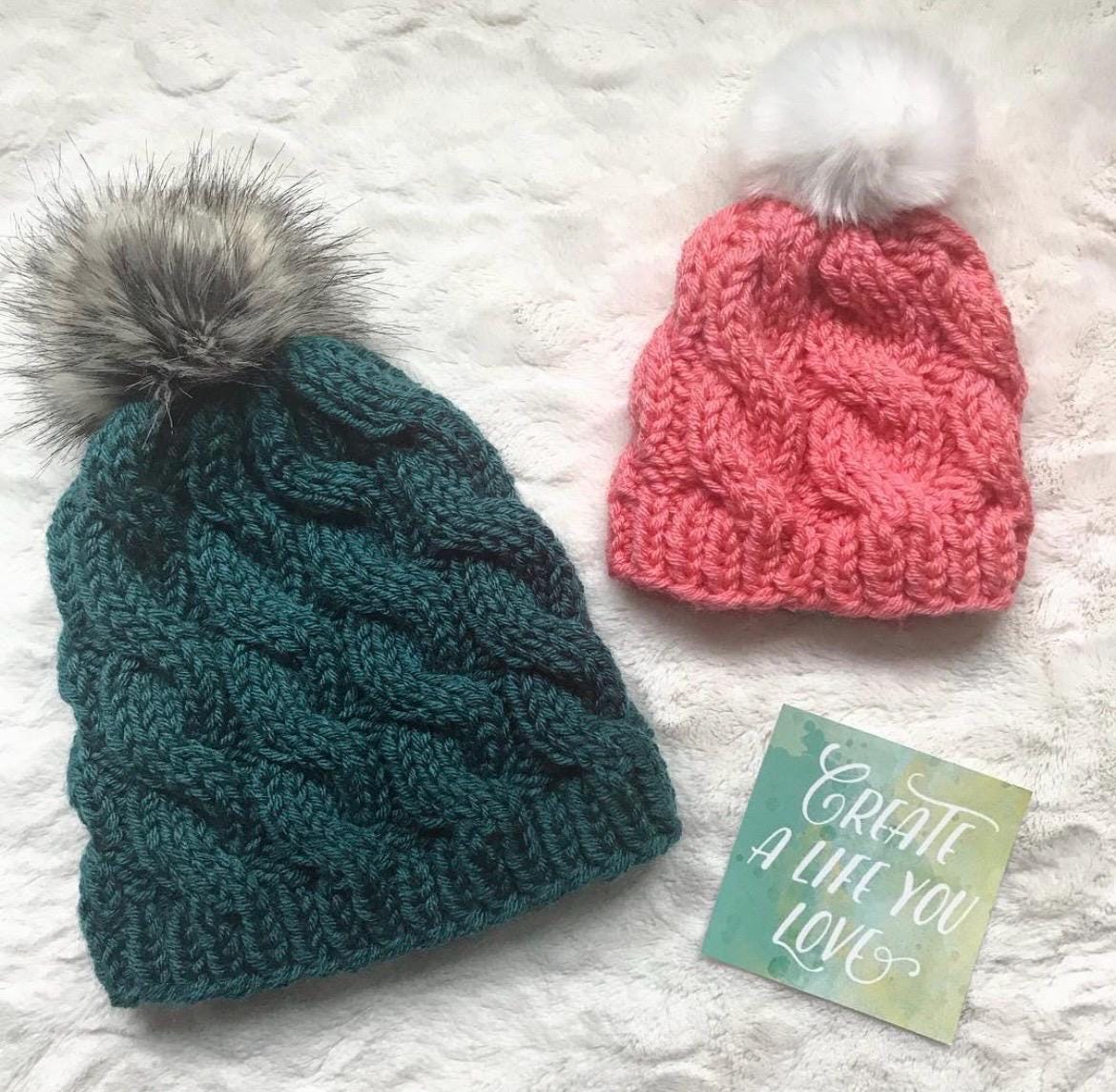 Cabled Hat Knitting Pattern: Cozy Toque, Baby to Adult (PDF Pattern)