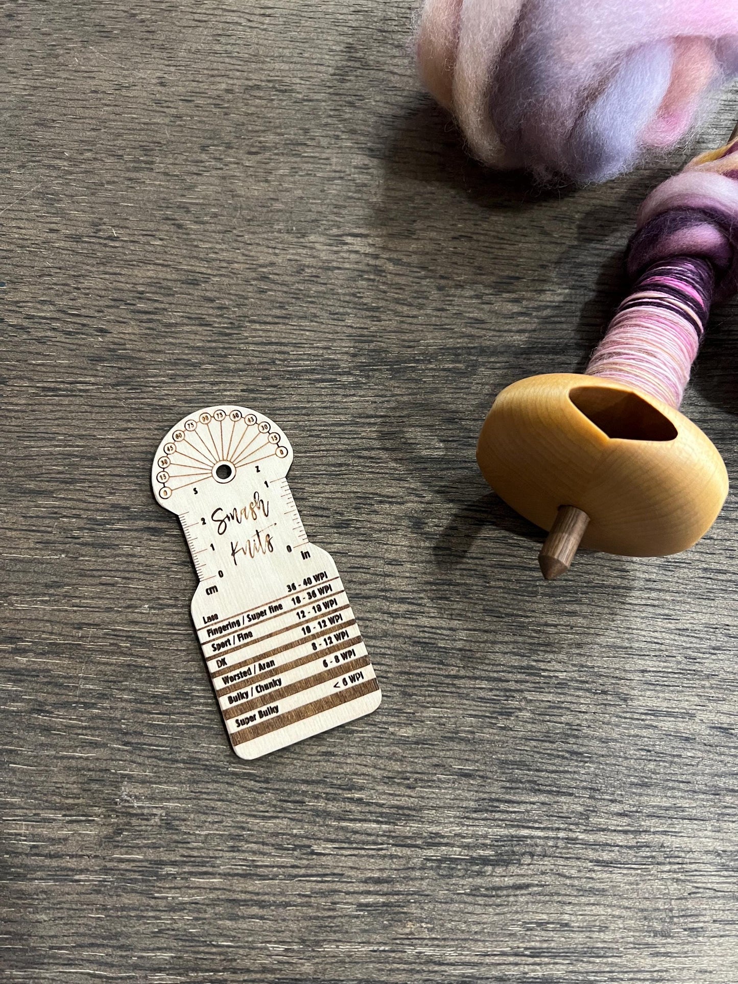 Wooden Spinner's WPI Tool: Yarn Twist Angle Gauge