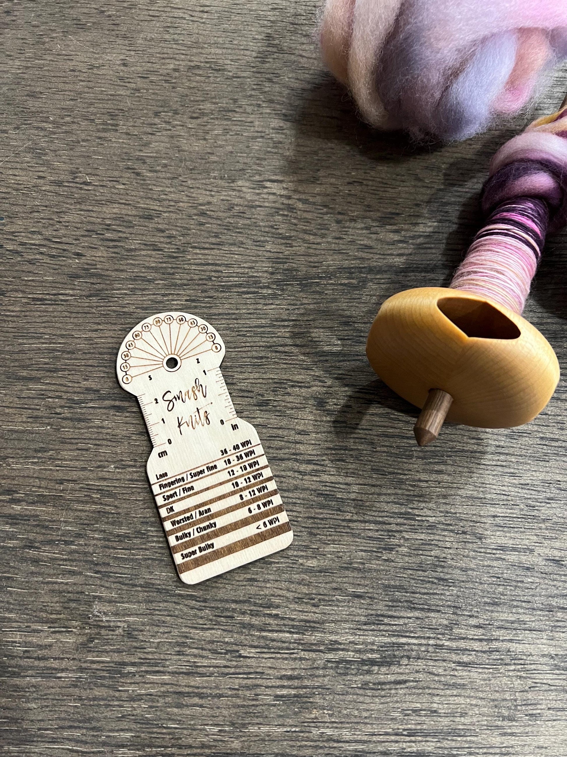 Wooden Spinner's WPI Tool: Yarn Twist Angle Gauge