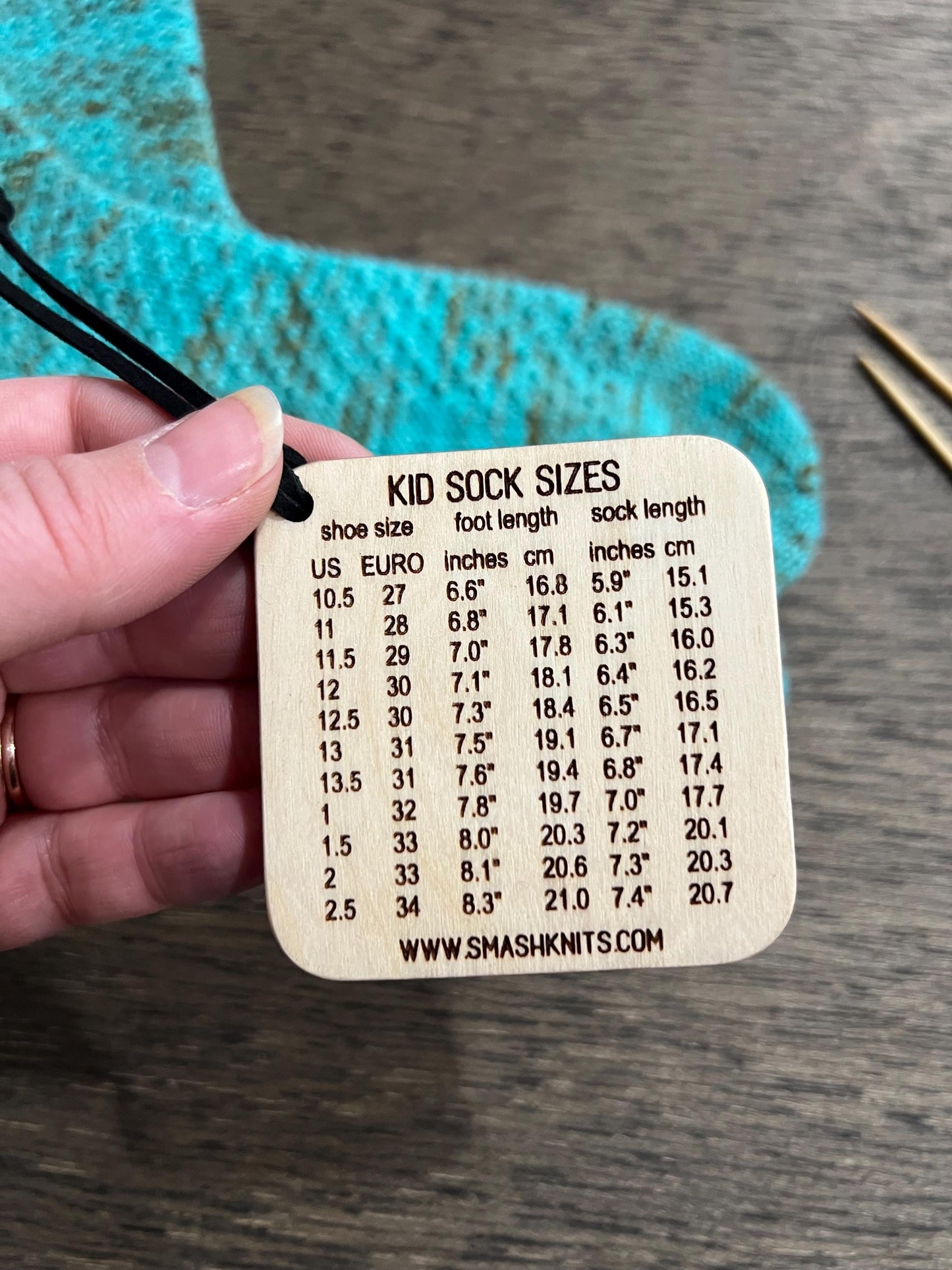 Knitter’s Reference Card Sock Sizes