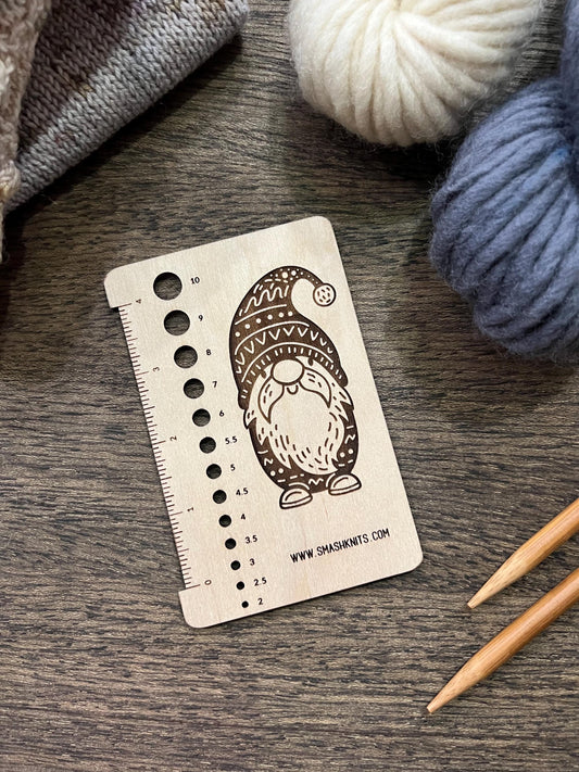 Reference Tool for Knitting and Crochet - Wooden Gauge Ruler Swatch and Needle Sizer