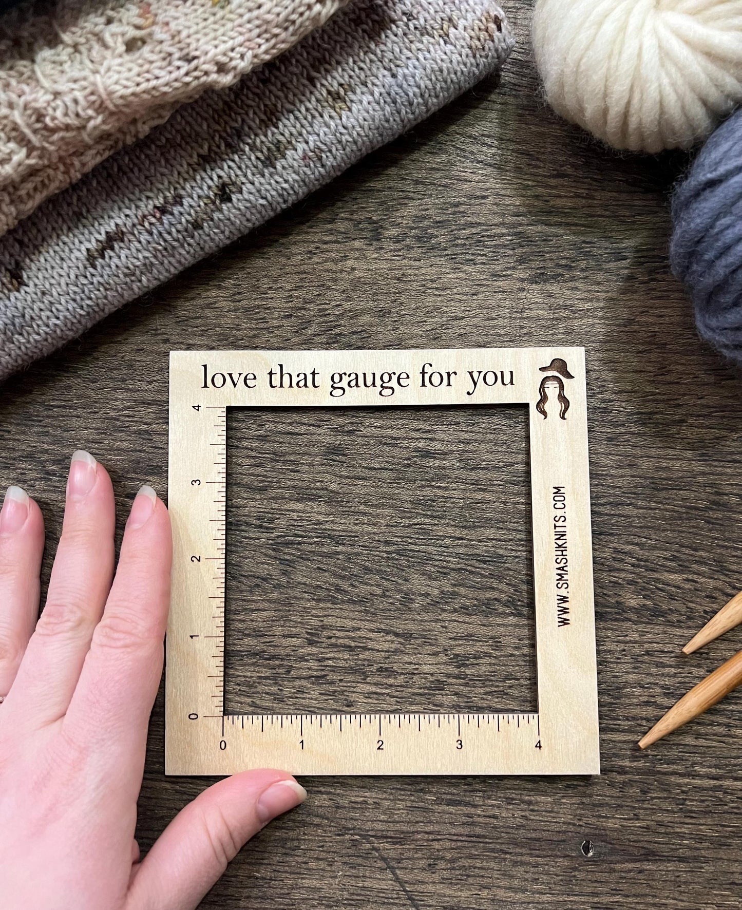 Baltic Birch Gauge Ruler - Knitting and Crochet Fabric Swatch Tool