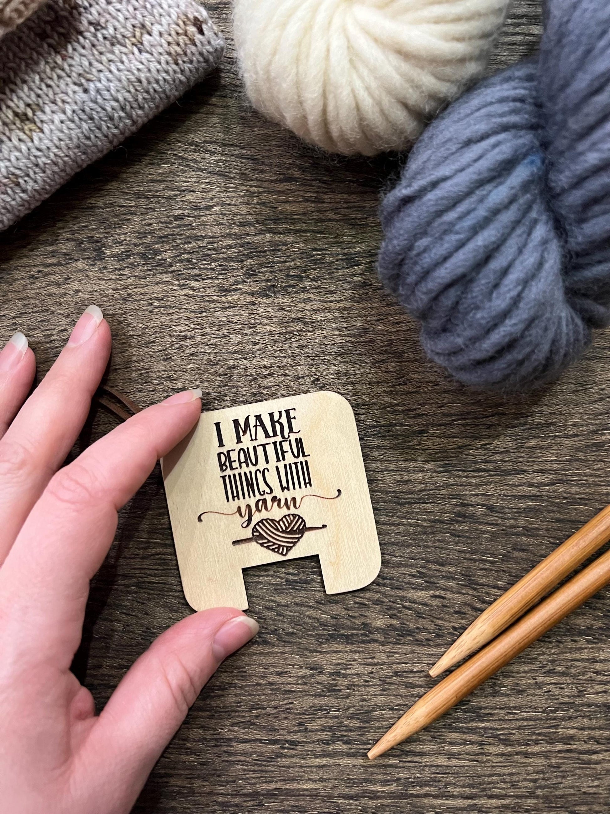 Wooden Wraps Per Inch Tool - Knitting Gauge Reference Card