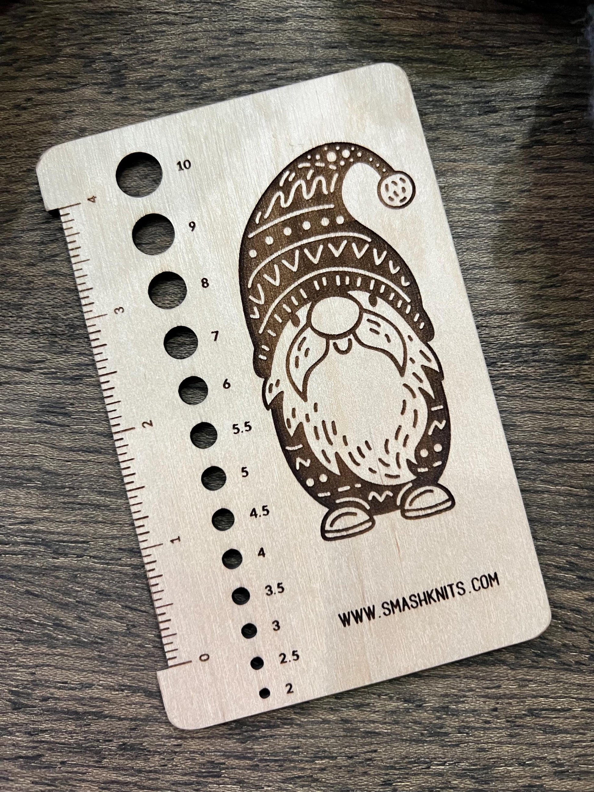 Reference Tool for Knitting and Crochet - Wooden Gauge Ruler Swatch and Needle Sizer