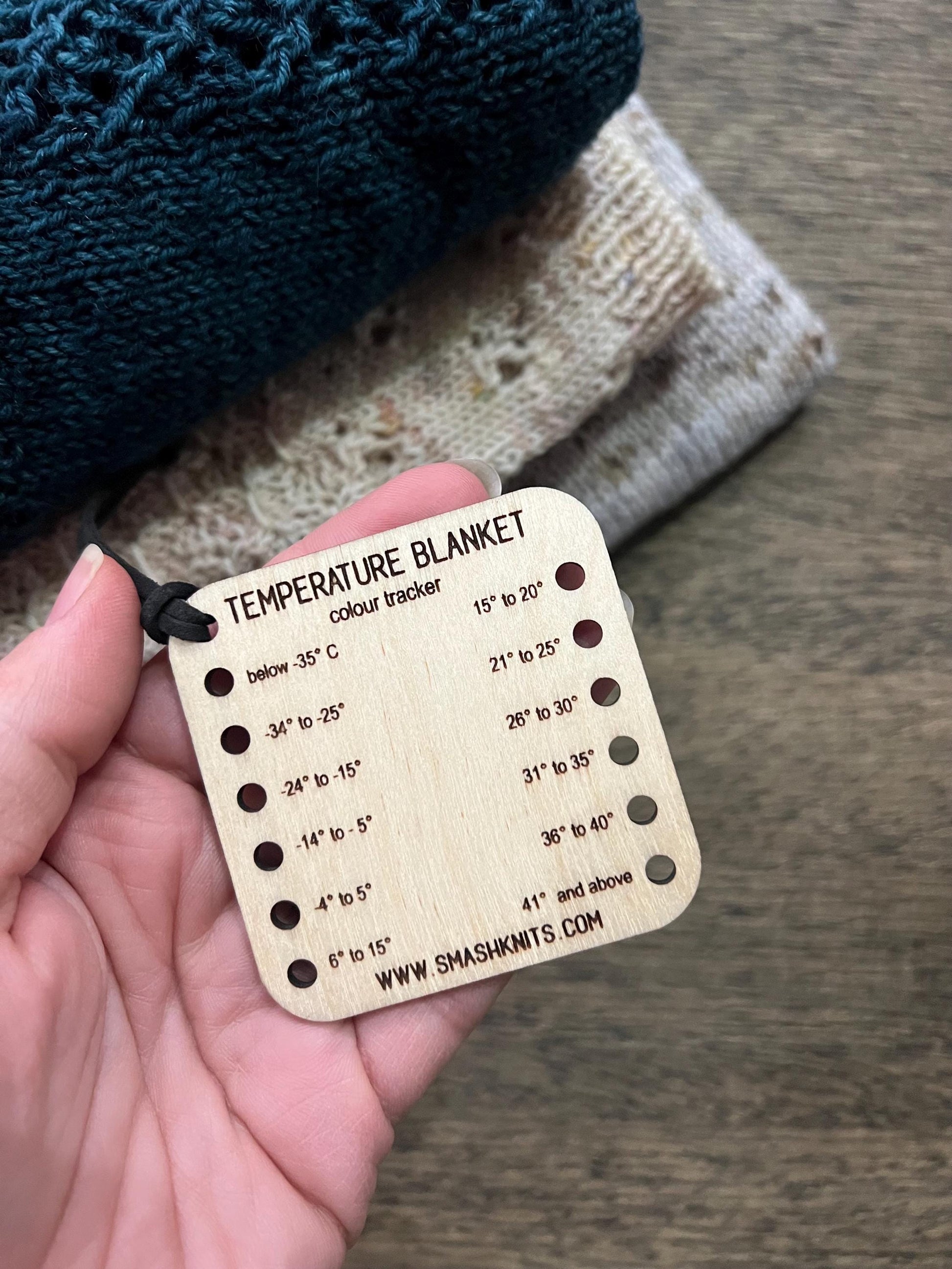 Reference Tool for Knitting and Crochet Wooden Info Card - Temperature Blanket