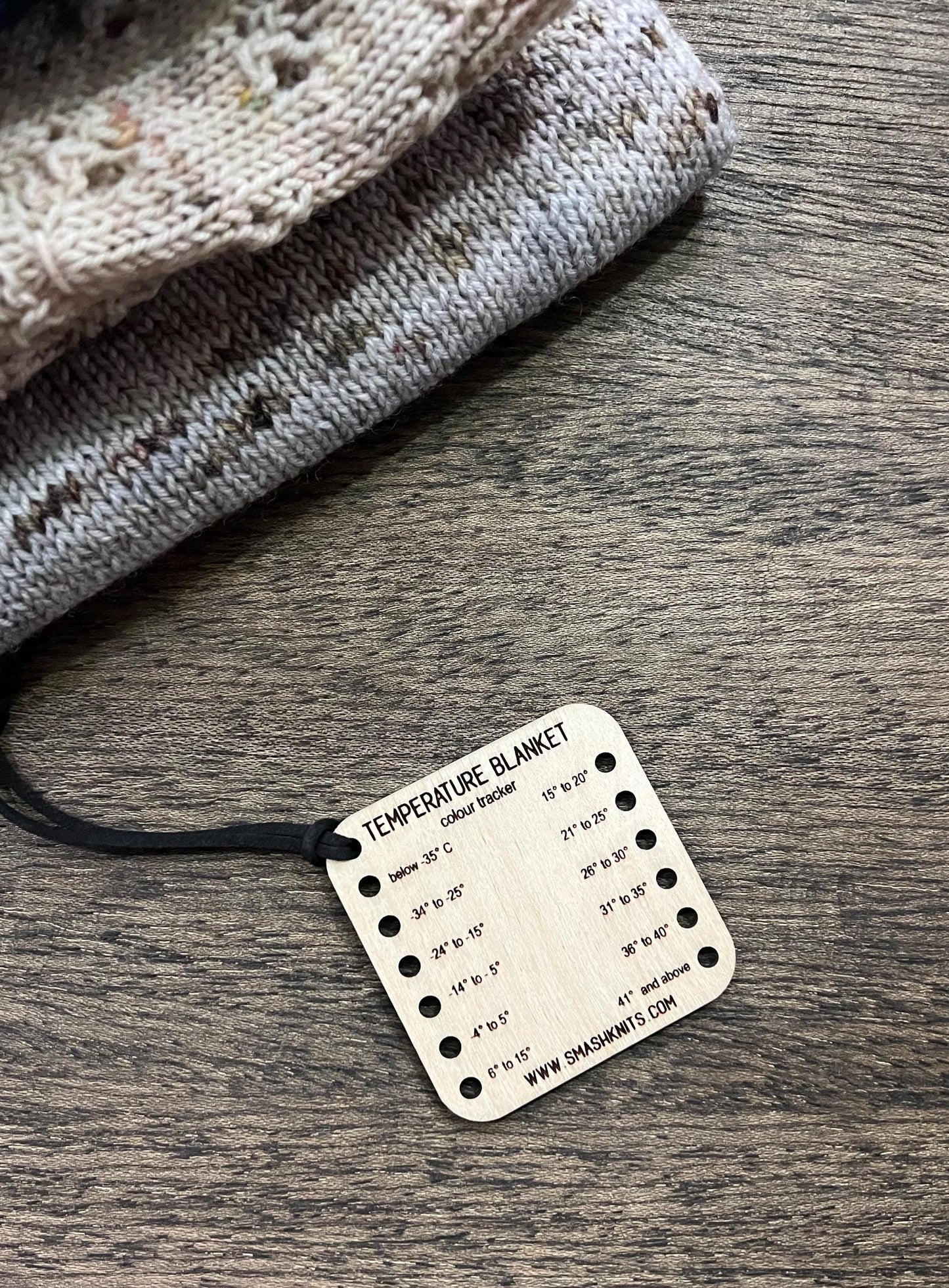 Reference Tool for Knitting and Crochet Wooden Info Card - Temperature Blanket