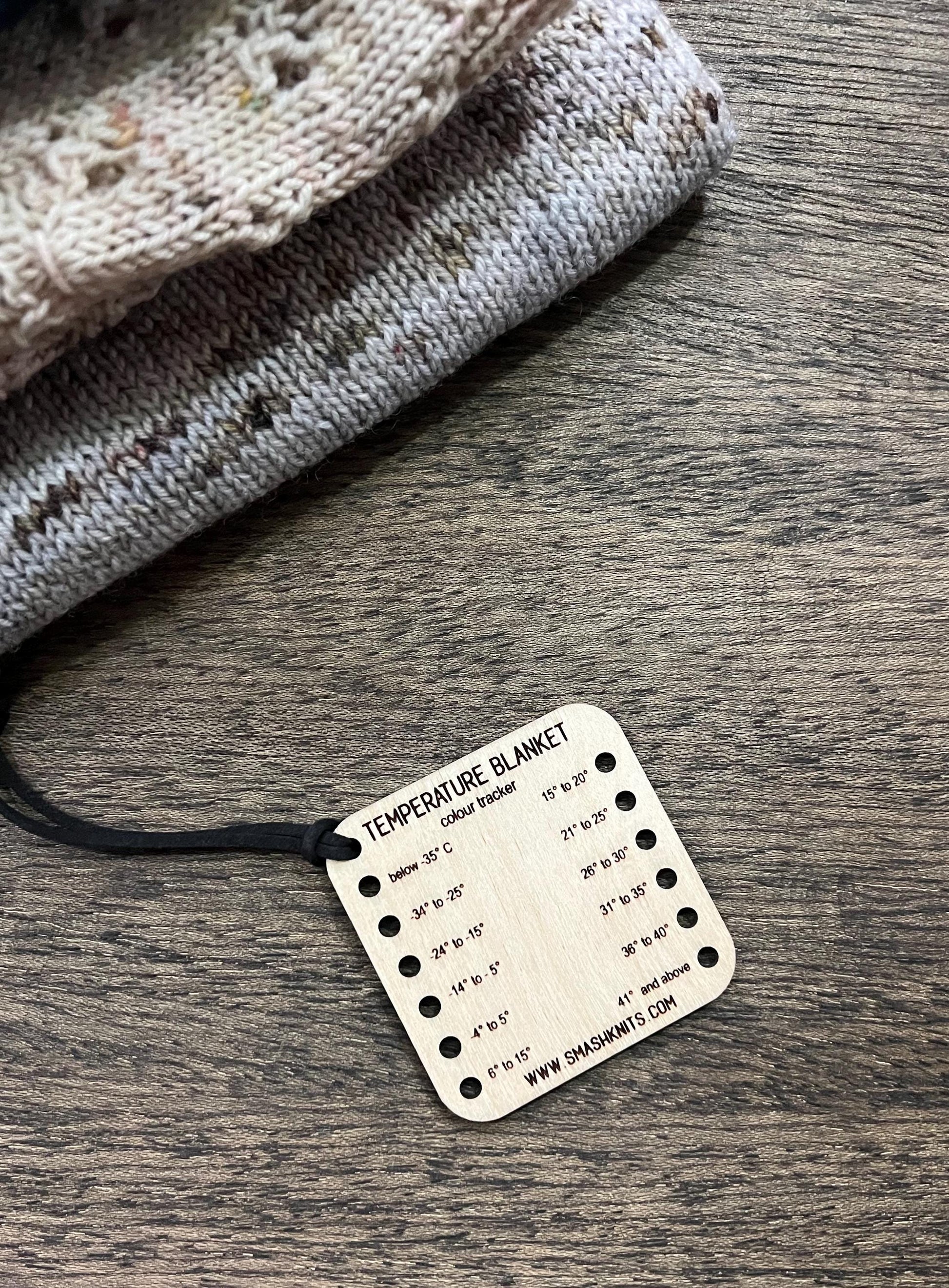Reference Tool for Knitting and Crochet Wooden Info Card - Temperature Blanket