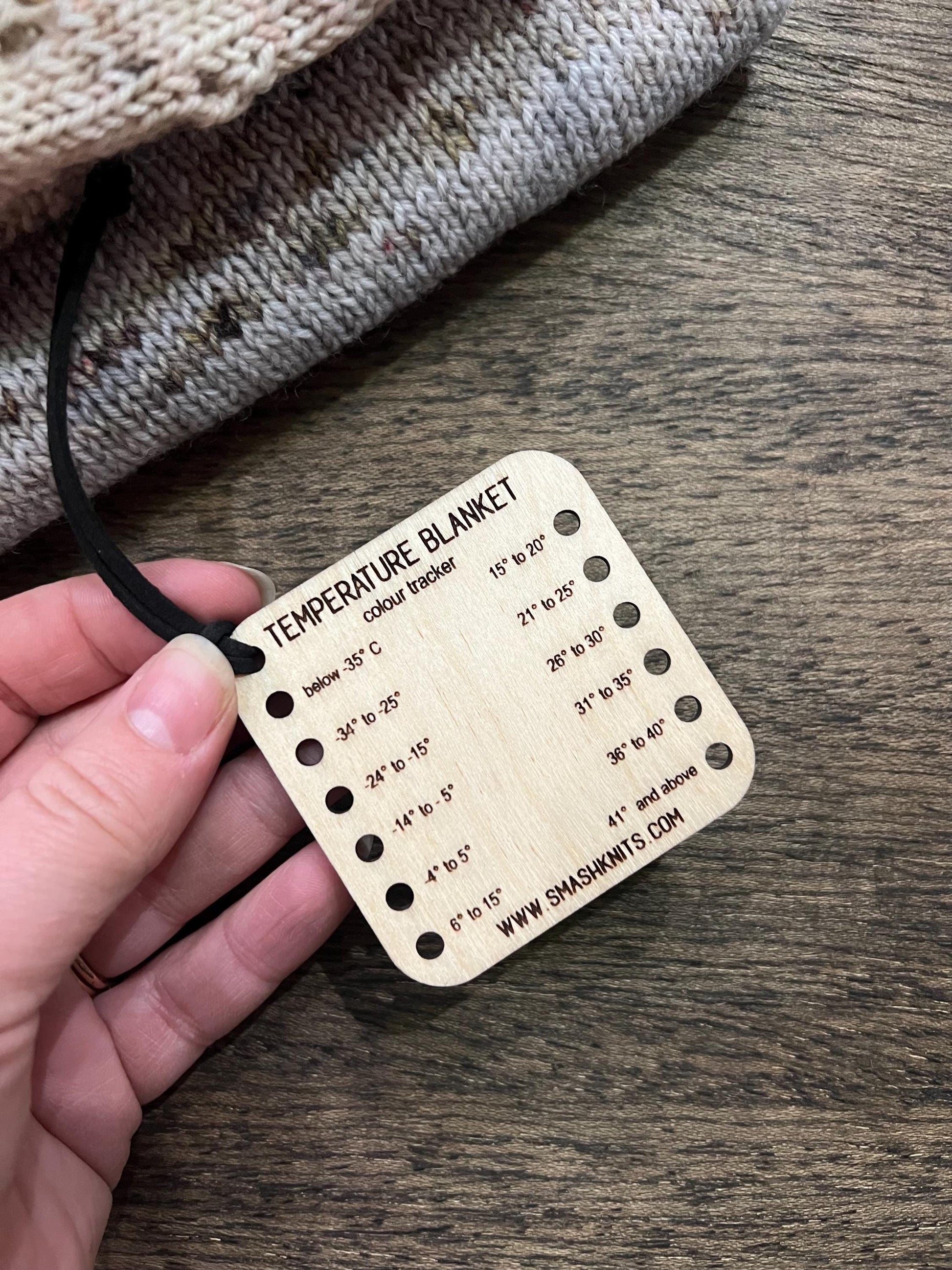 Reference Tool for Knitting and Crochet Wooden Info Card - Temperature Blanket