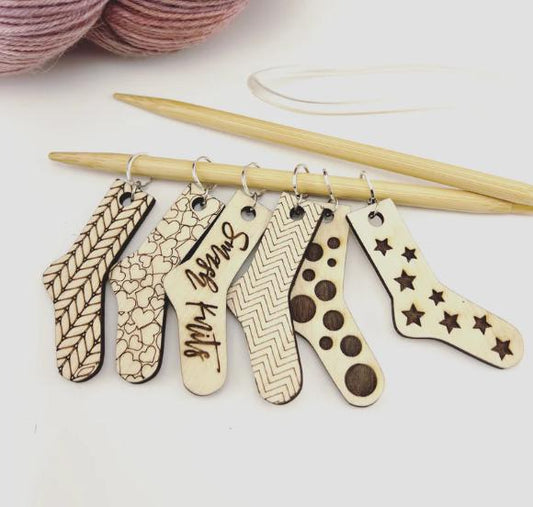 Wooden Stitch Marker Set JUMBO Socks Knitting and Crochet Tools