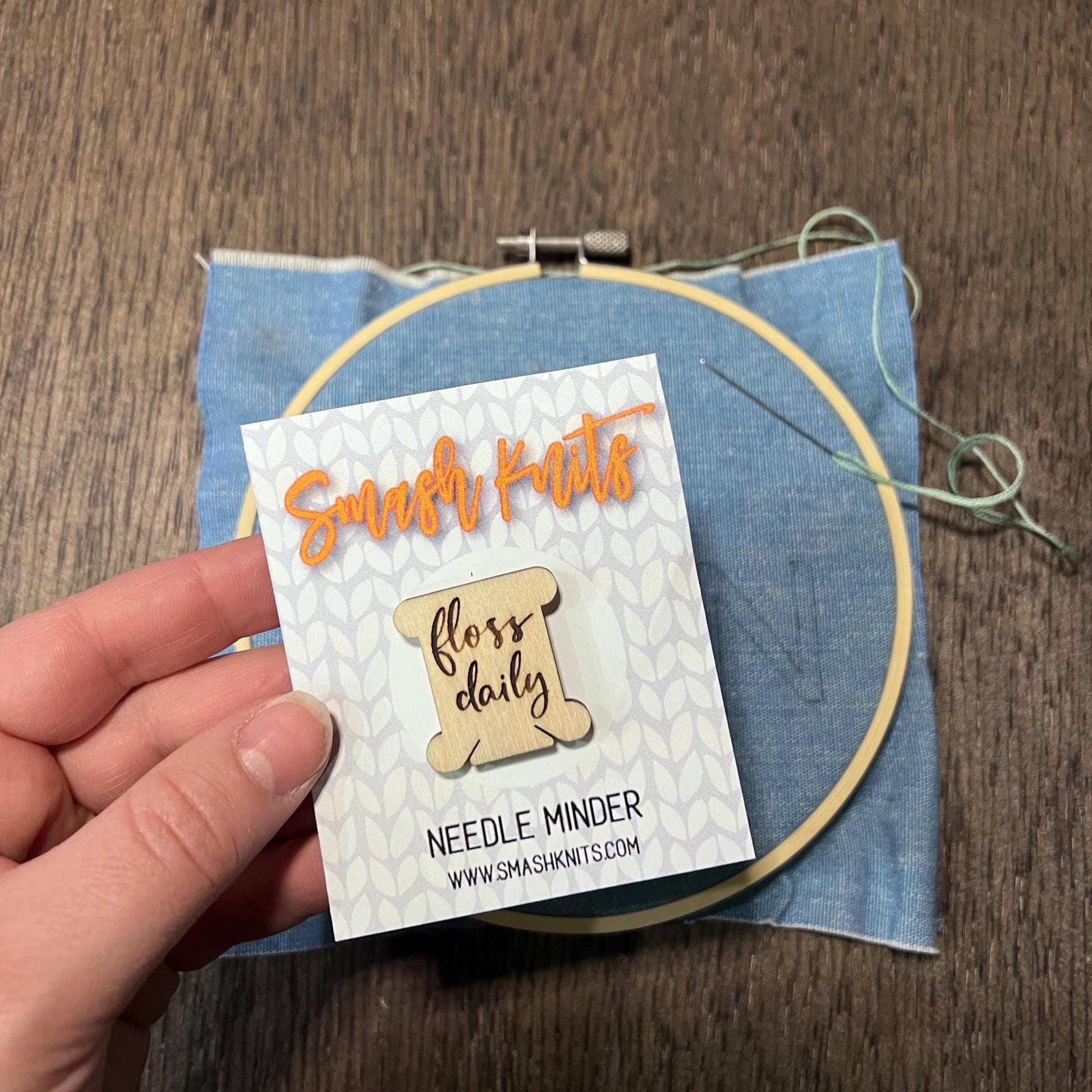 Wooden Needle Minder Cross Stitch and Embroidery Accessory Notion - FLOSS DAILY