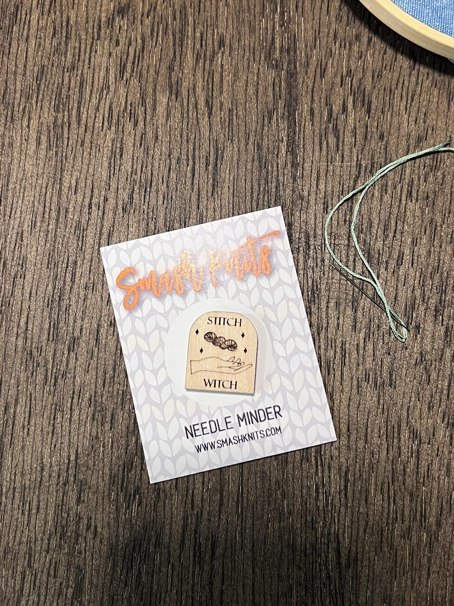 Wooden Needle Minder - "STITCH WITCH" Cross Stitch and Embroidery Accessory Notion