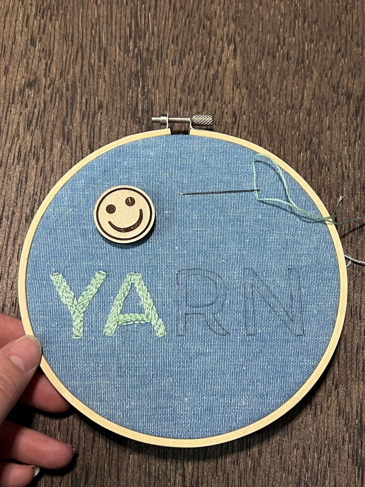 Wooden Needle Minder - "SMILEY" Cross Stitch and Embroidery Accessory Notion