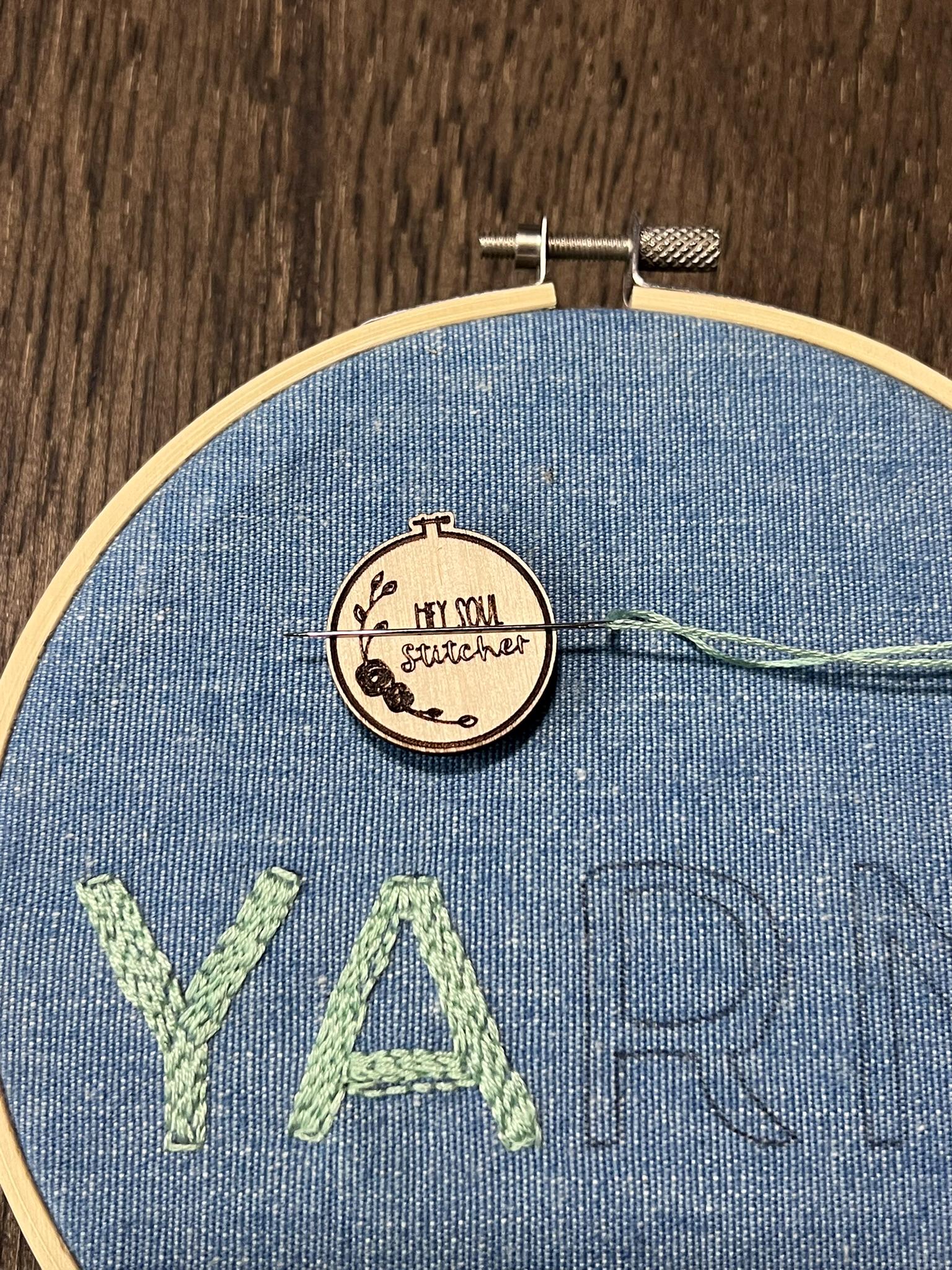 Wooden Needle Minder - "HEY SOUL STITCHER" Cross Stitch and Embroidery Accessory Notion