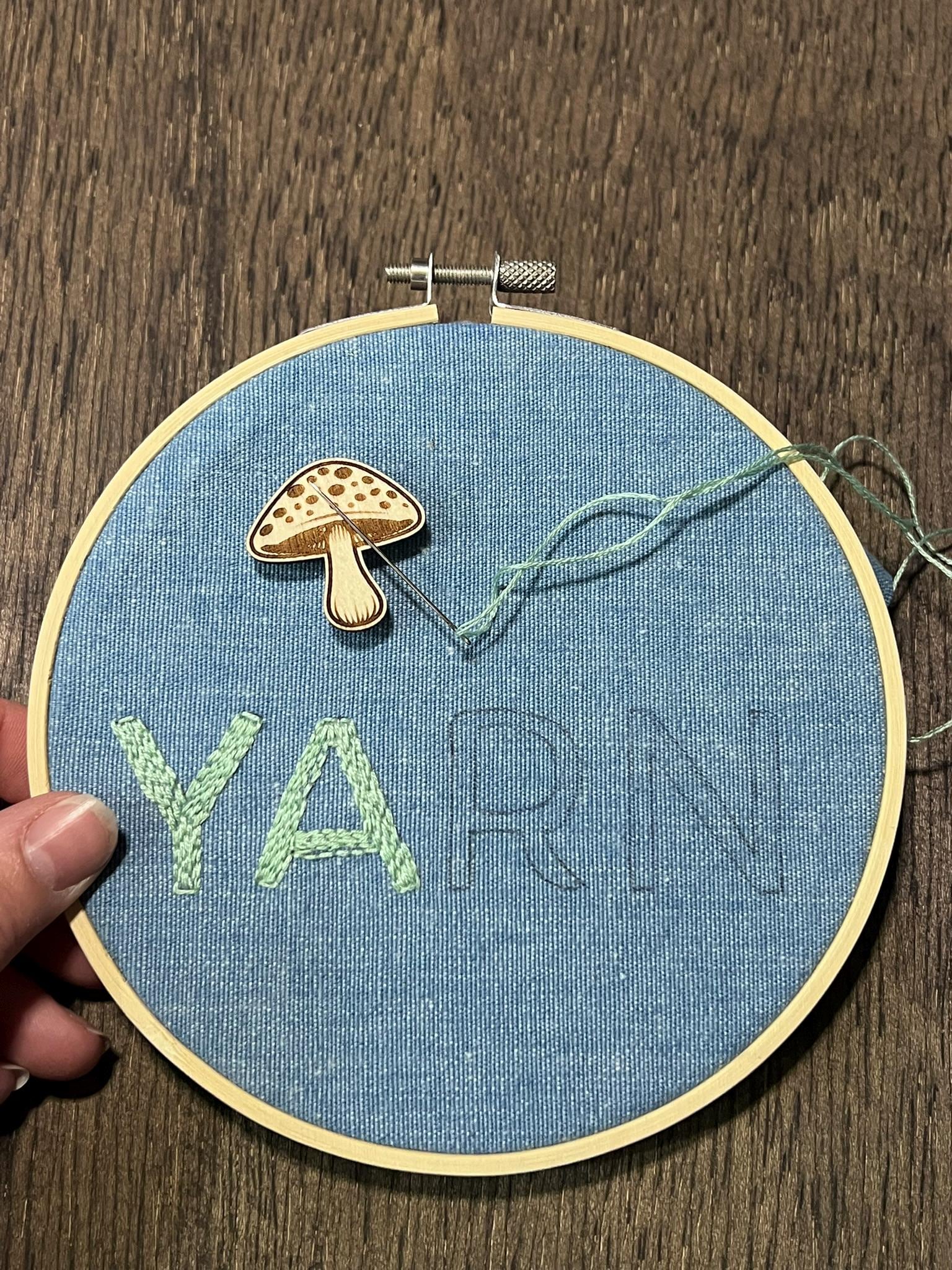 Wooden Needle Minder - "MUSHROOM" Cross Stitch and Embroidery Accessory Notion