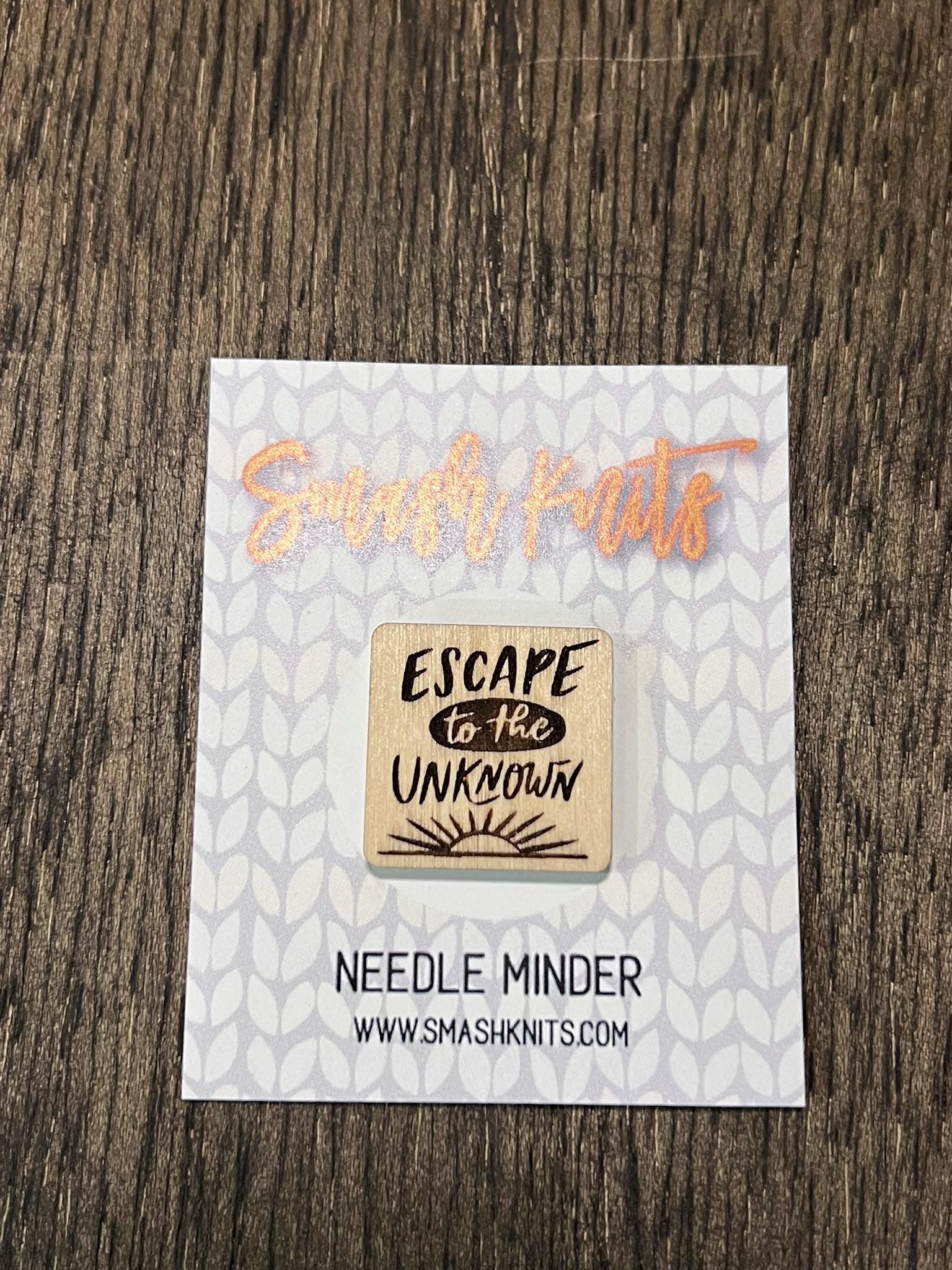 Wooden Needle Minder - "ESCAPE UNKOWN" Cross Stitch and Embroidery Accessory Notion