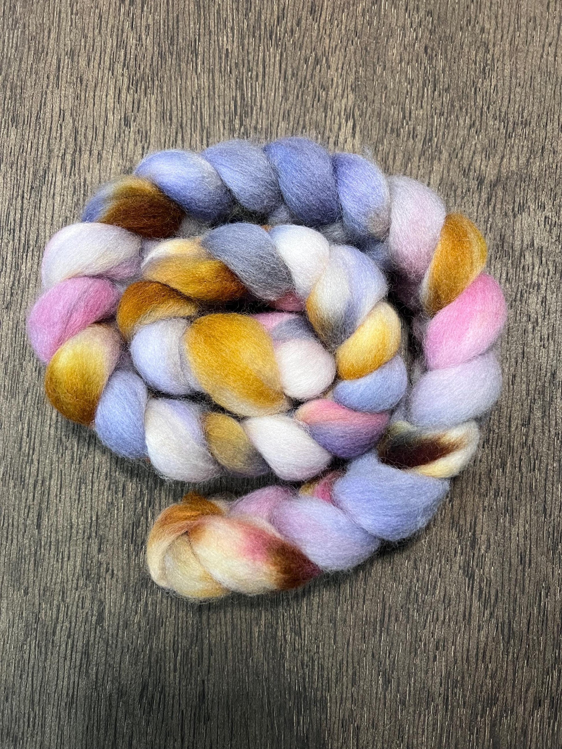 RUST, PINK, NAVY, Purple & Cream Hand Dyed Spinning Fibre Corriedale Cross Roving Non Superwash